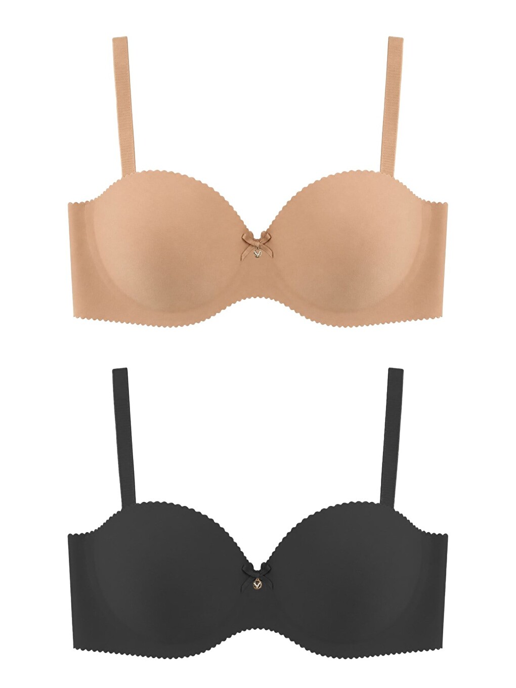 Karışık Seamless Bra - Serina | Balenli Lazer Kesim Yarım Dolgulu Push Up Straplez Kadın Sütyen 2'li Paket
