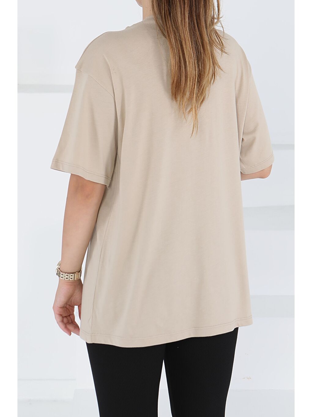 Baskılı Kısa Kollu T-Şhirt Bej - 27501-4