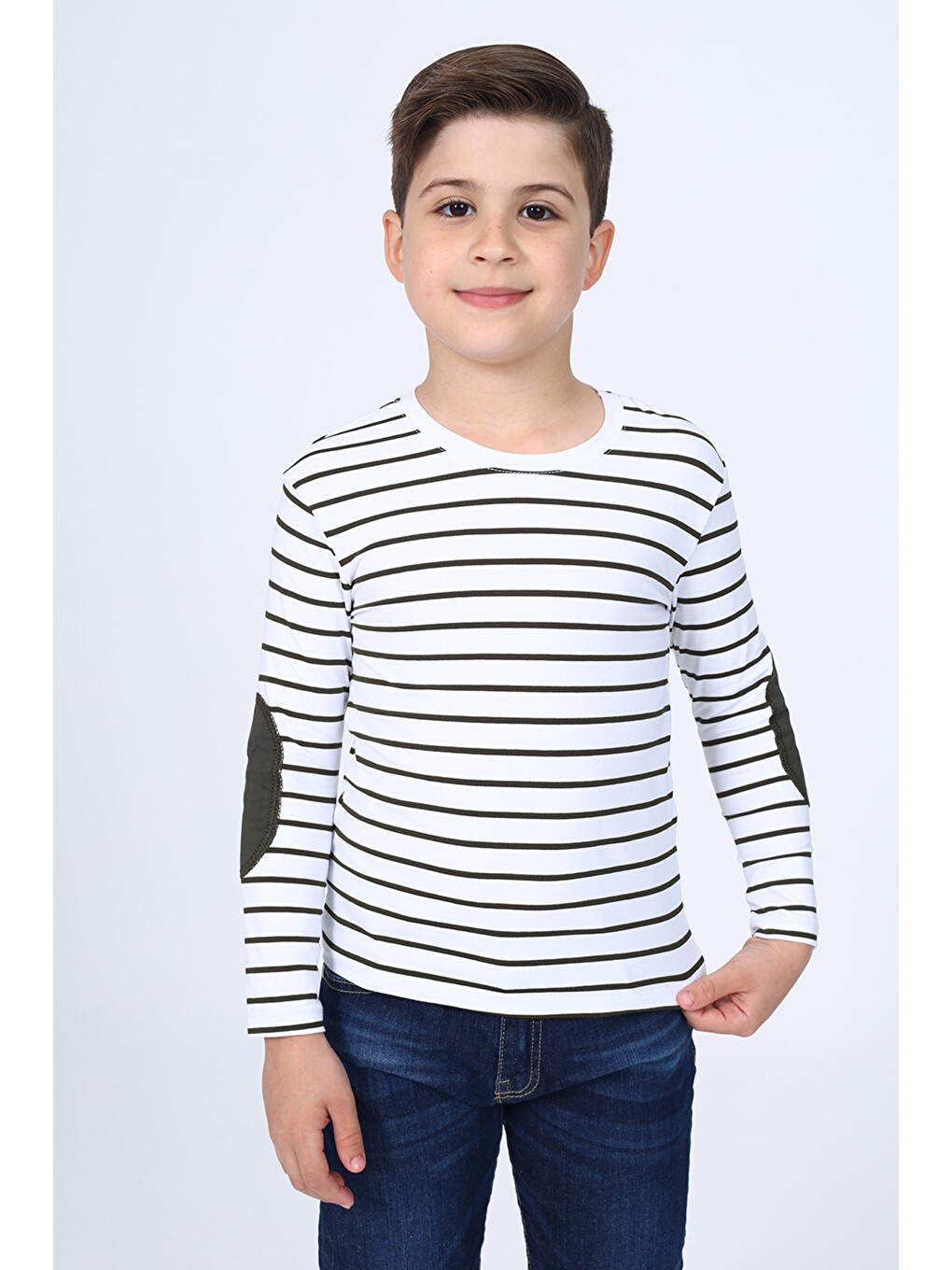 Turkuaz Erkek Çocuk Çizgili Tişört-4