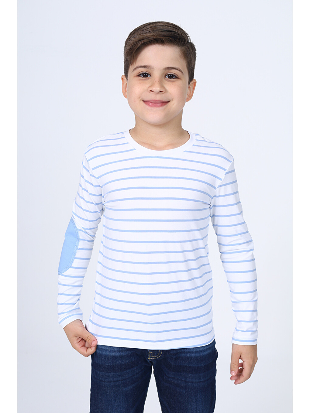 Turkuaz Erkek Çocuk Çizgili Tişört-6