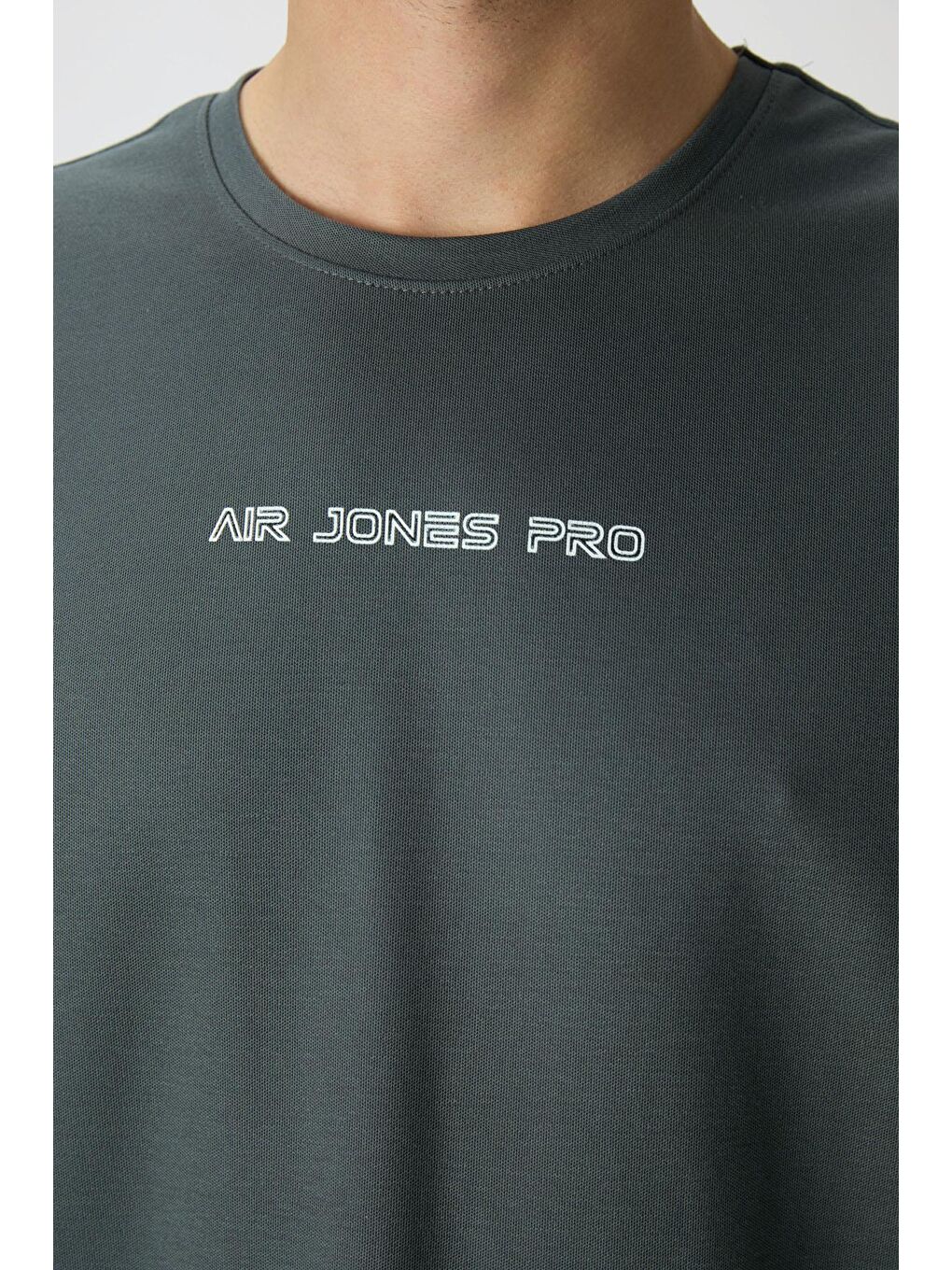 AIR JONES Haki Pamuklu Kalın Yüzeyi Dokulu Oversize Fit  Baskılı Erkek T-Shirt - 88364 - 1