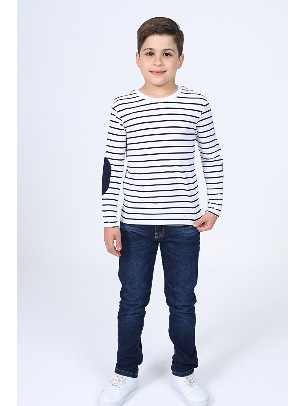 Turkuaz Erkek Çocuk Çizgili Tişört-8