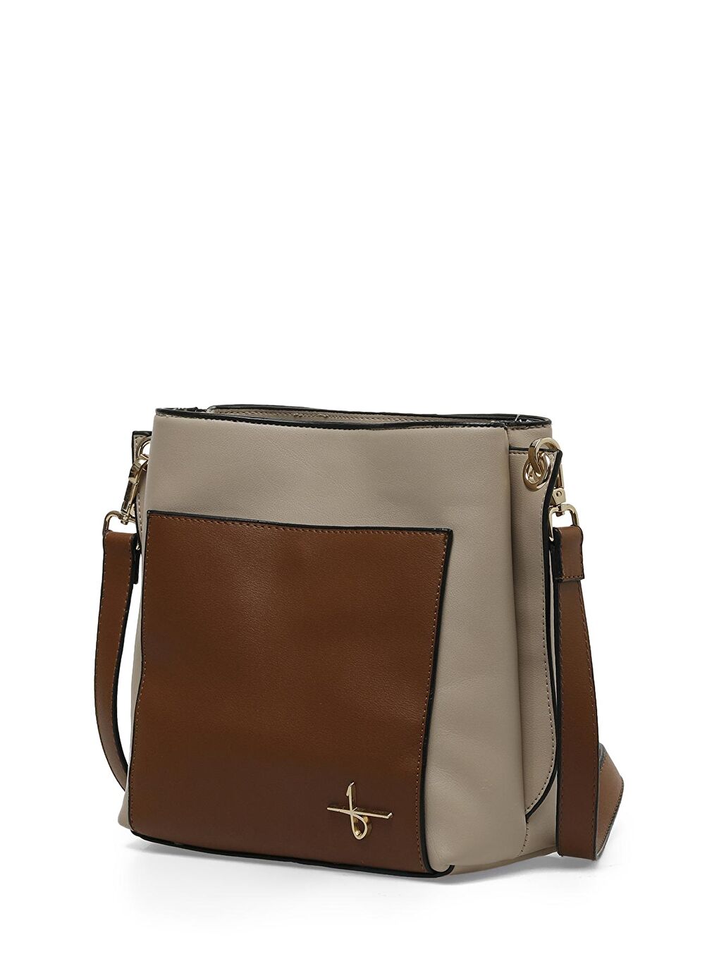 Kahverengi PU CLRBLK OMZ 4FX Camel Kadın Omuz Çantası-1