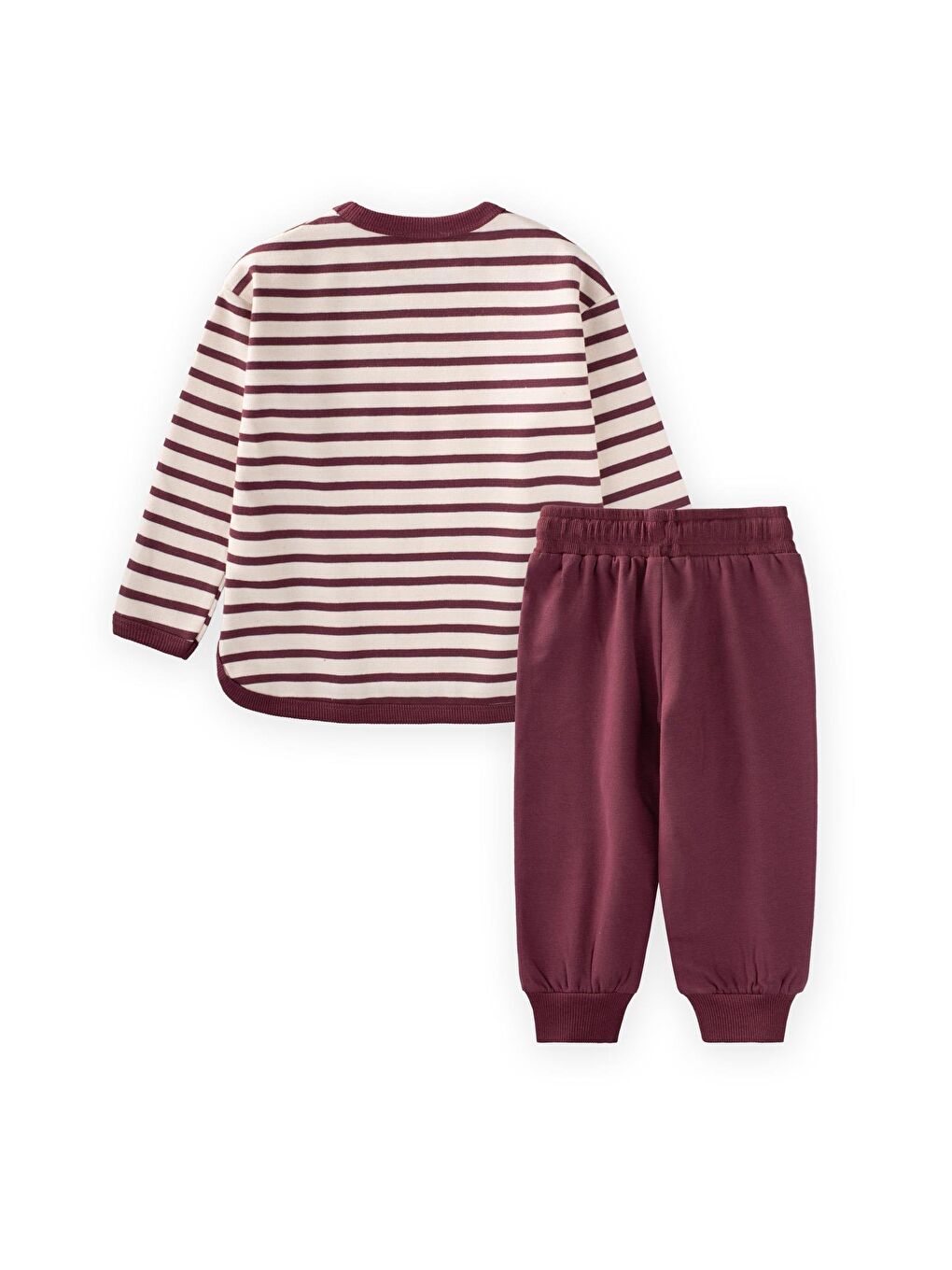 Çizgili Sweatshirt Takım 1-7 Yaş Mürdüm-1