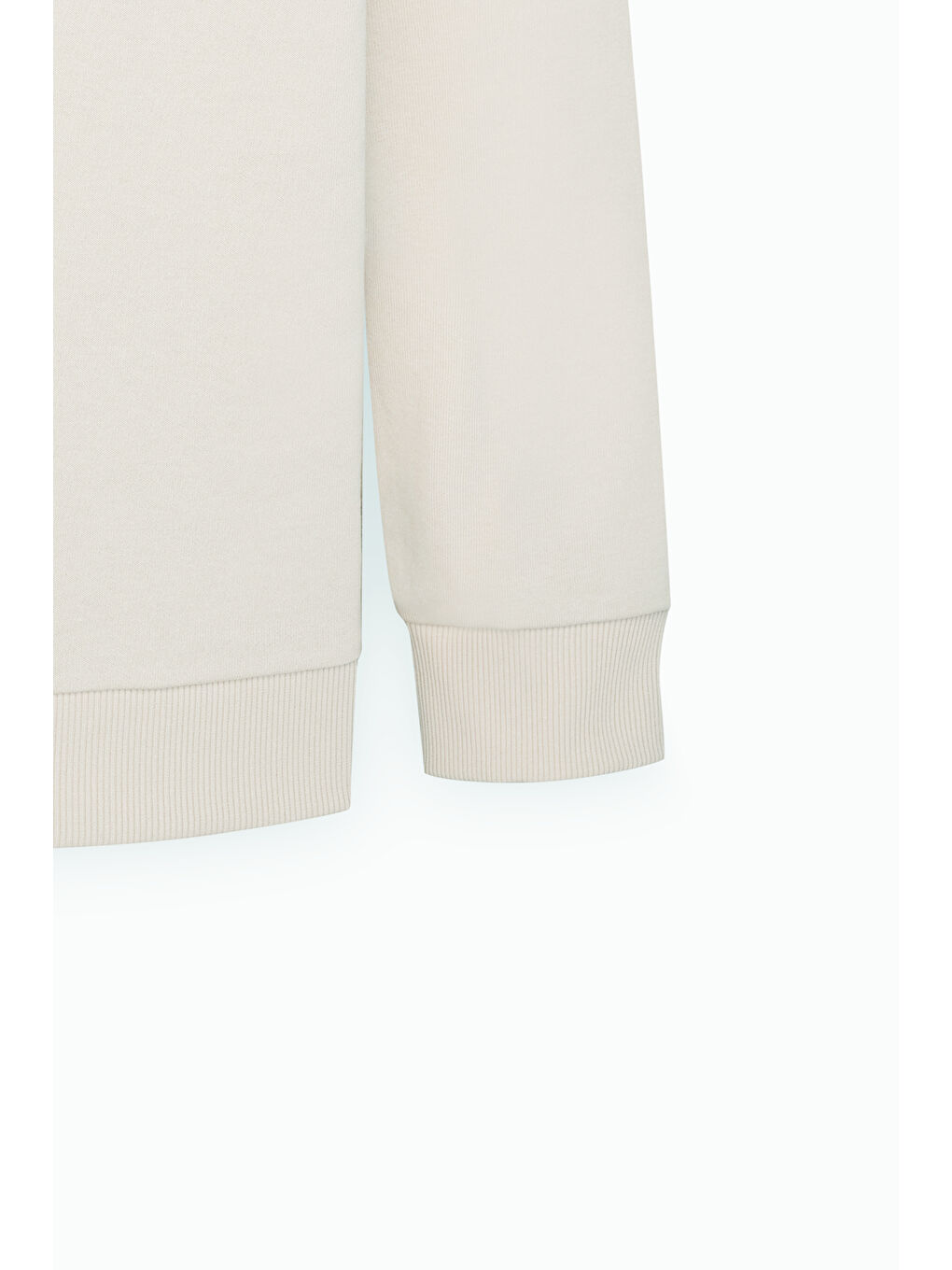 Erkek Açık Bej Oversize Fit Bol Kesim Real Madrid Lisanslı 3 İplik Pamuklu Bisiklet Yaka Sweatshirt-7