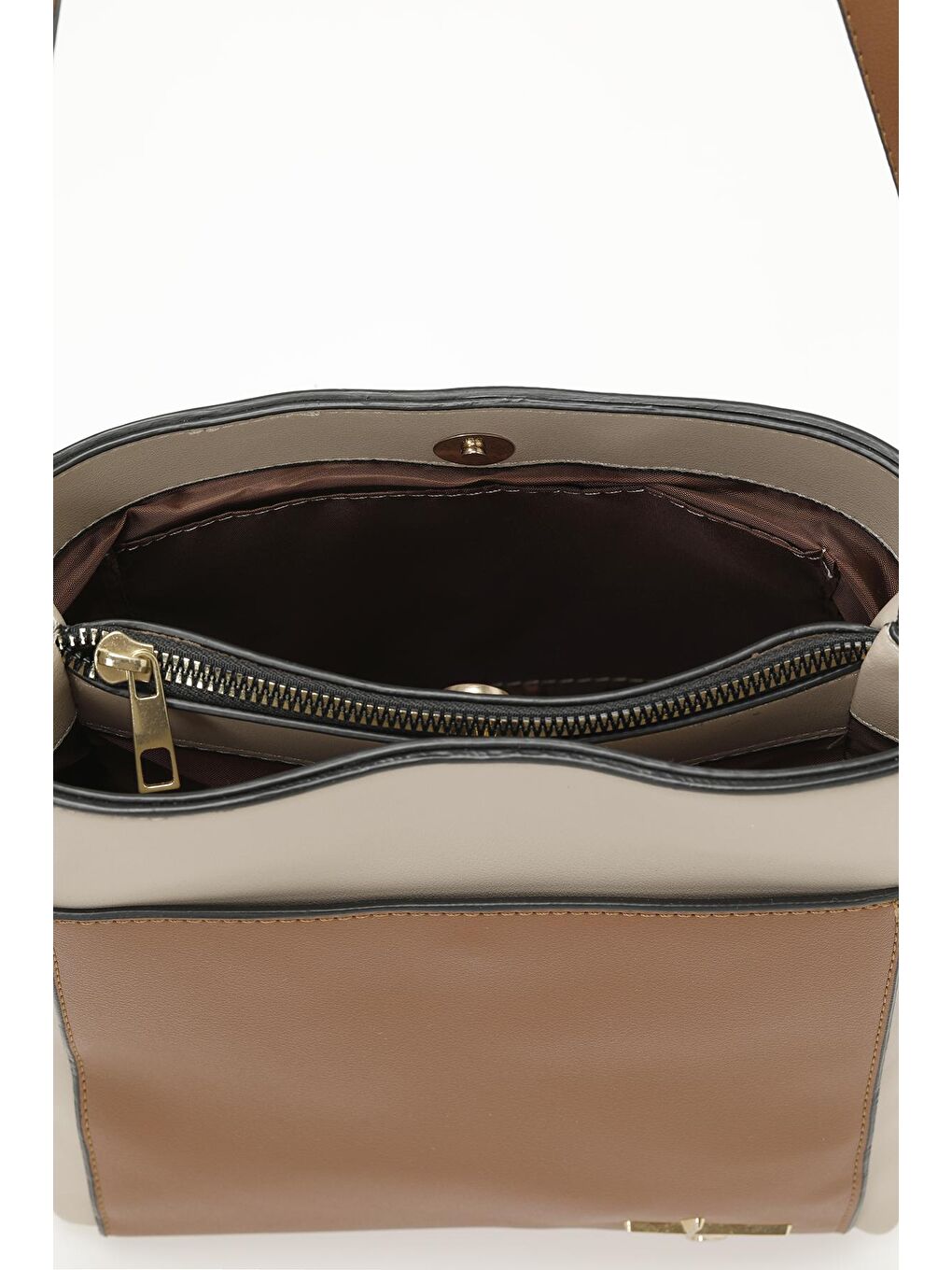 Kahverengi PU CLRBLK OMZ 4FX Camel Kadın Omuz Çantası-3