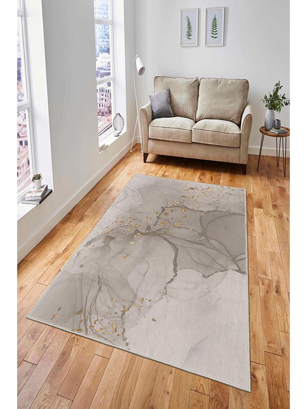 Gri Premium Kalite, Pamuk ve Kaydırmaz Taban, Yıkanabilir, Modern Halı  80 x 150 cm-1