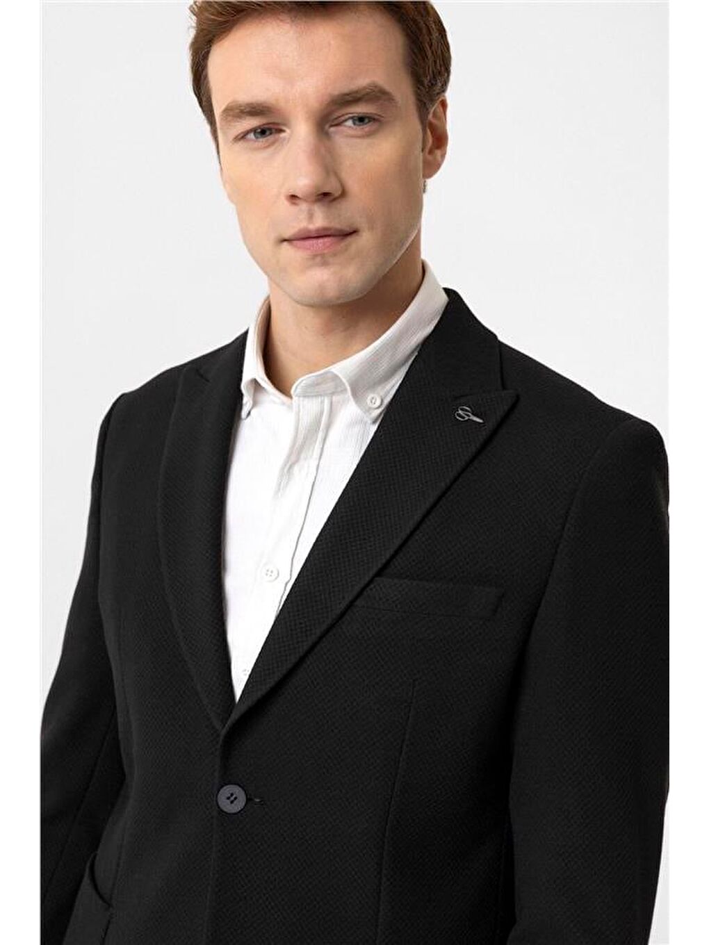 Siyah Slim Sivri Yaka 6 Drop Ceket-3