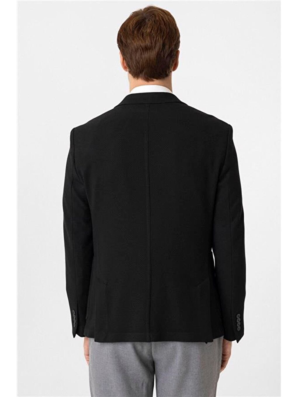 Siyah Slim Sivri Yaka 6 Drop Ceket-5