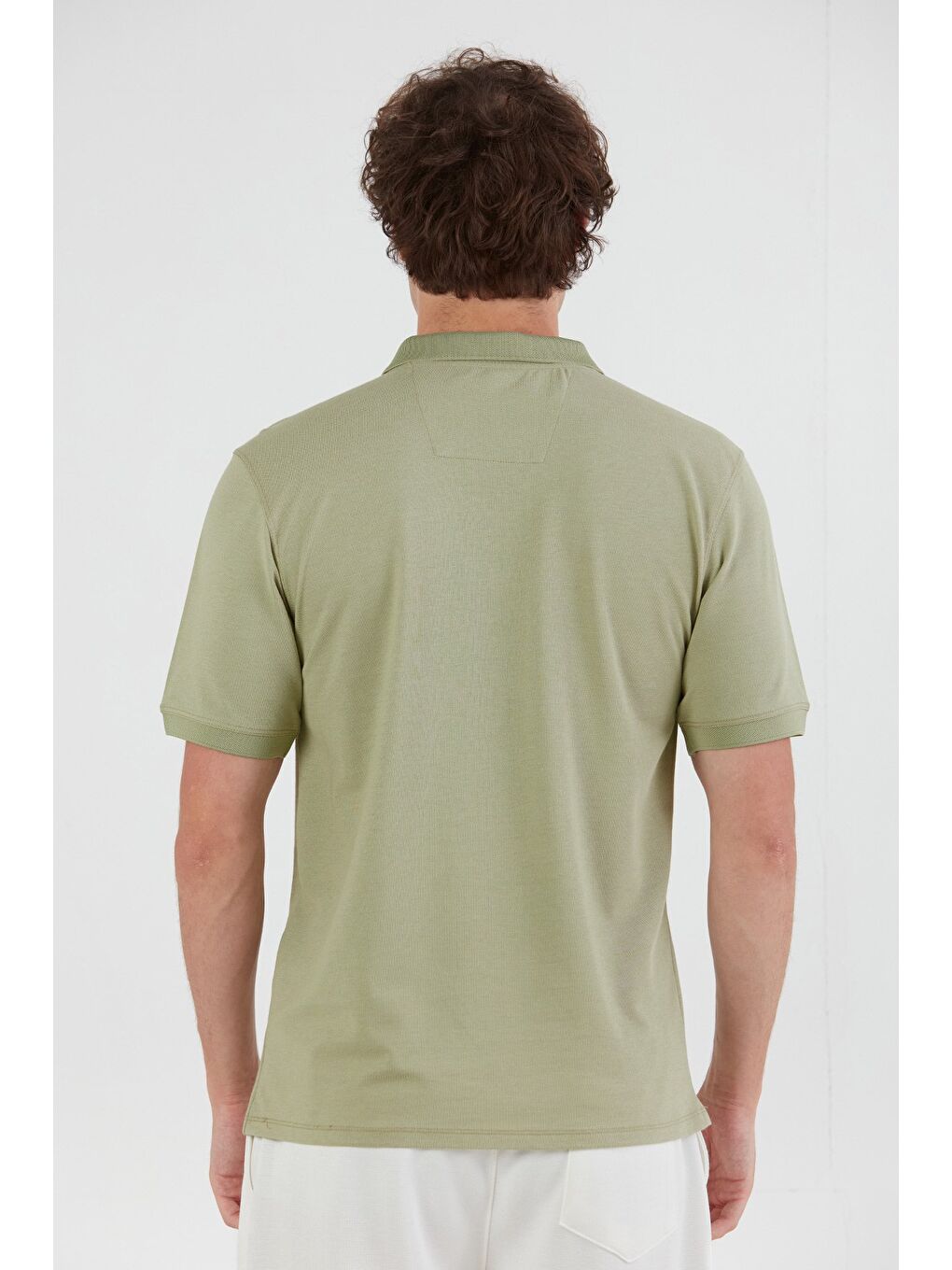 Turkuaz Basic Polo Yaka Yarım Fermuarlı Tişört-3