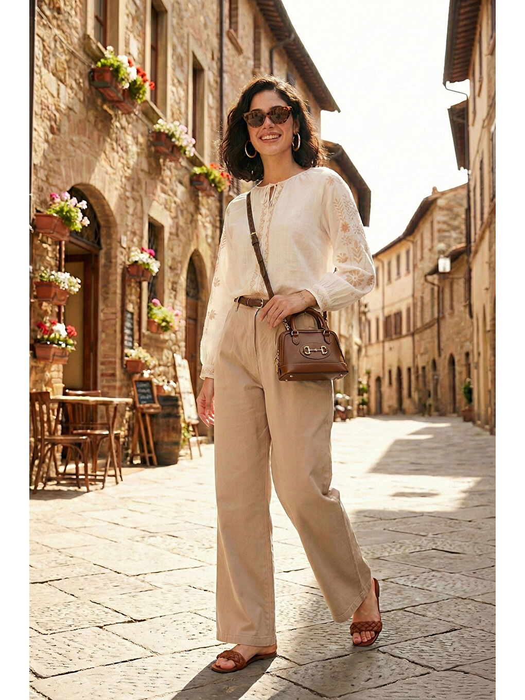 Gri Pamuklu Wide Leg Yüksek Bel Geniş Paça Kemerli Kadın Pantolon 668YP5429-1