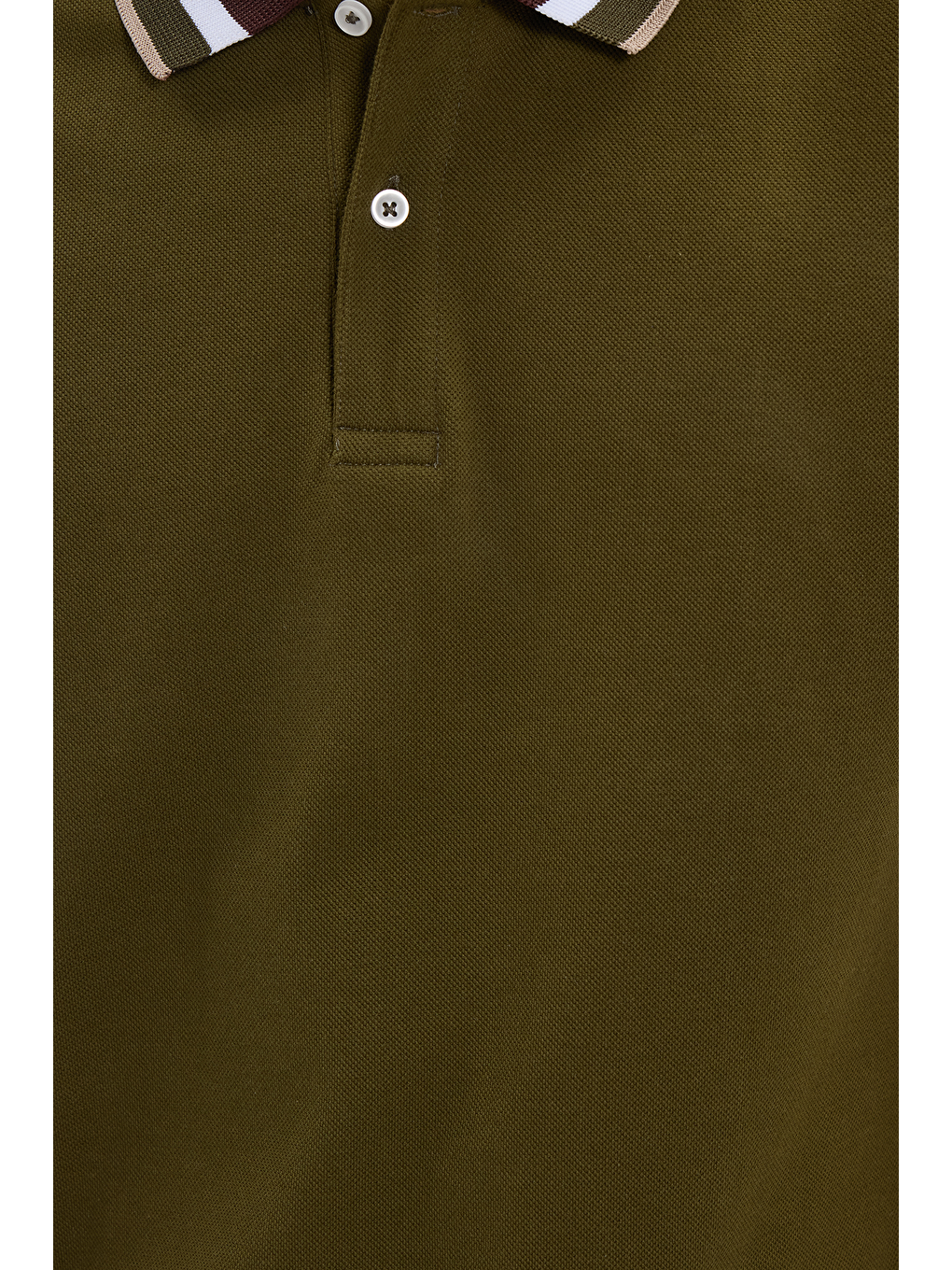 Erkek Slim Fit Dar Kesim %100 Pamuk Haki Polo Yaka Tişört-5