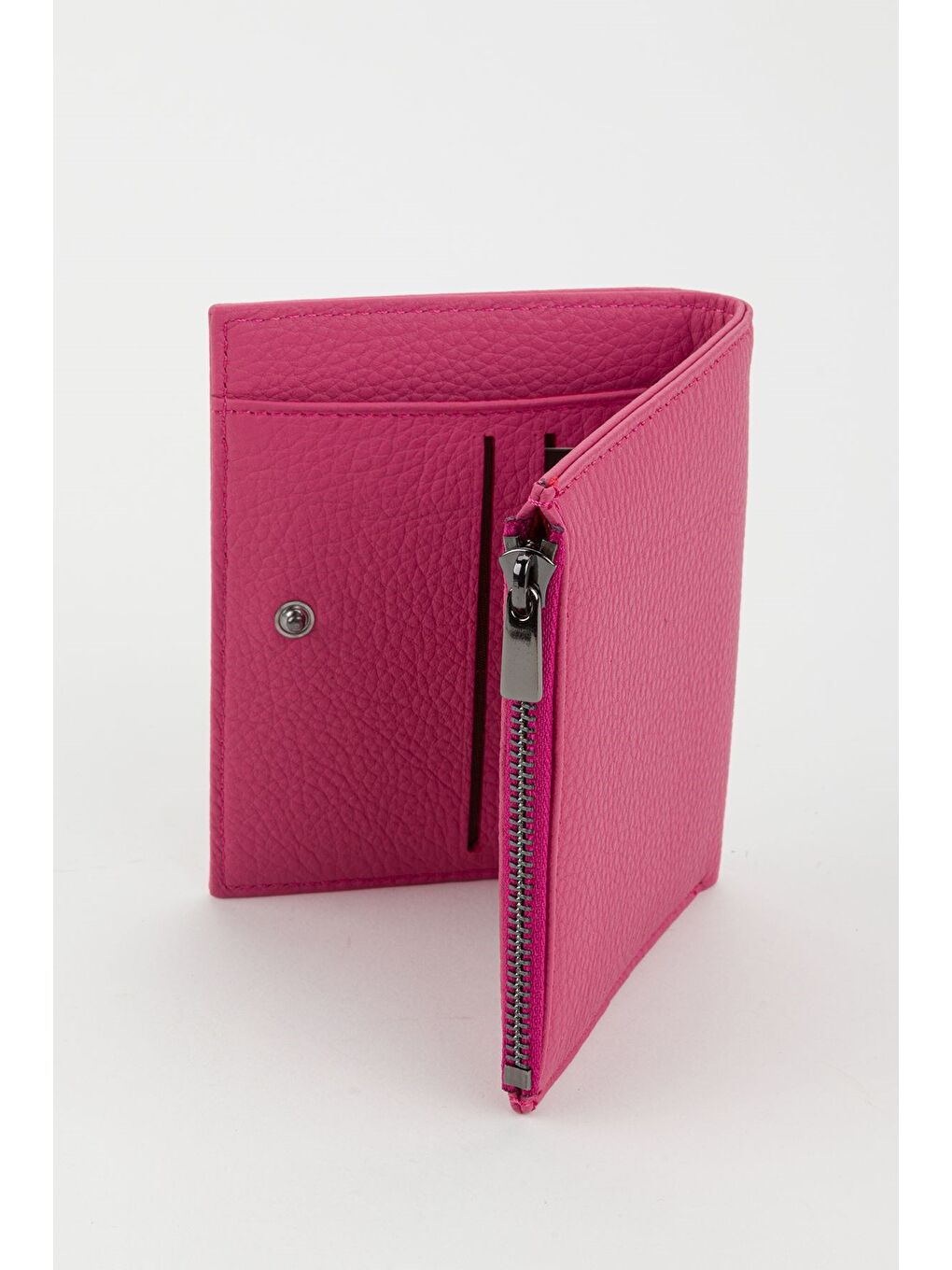 Fuşya Kutulu Hakiki Deri Kırmızı Kadın El Portföyü Kartlık Cüzdan-2