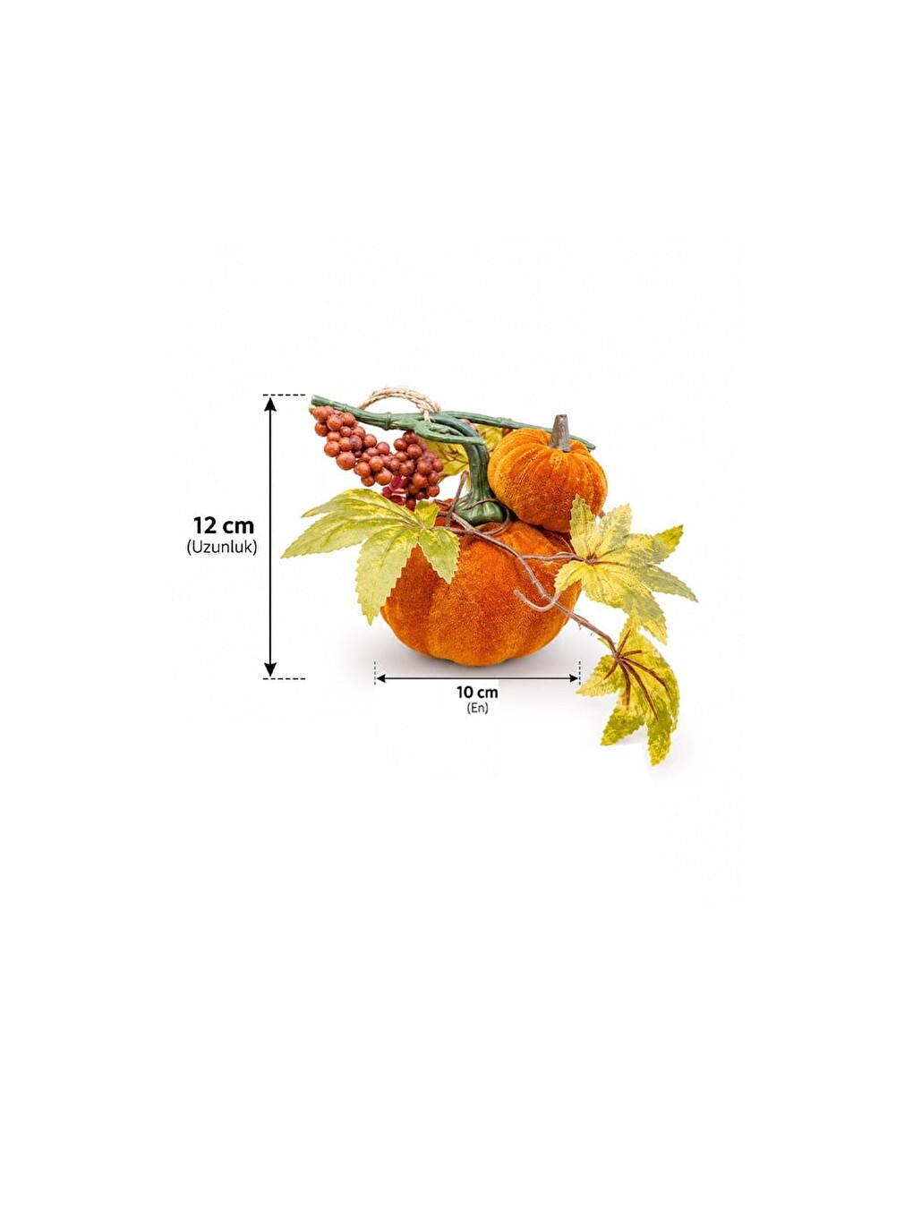 Turuncu Dekoratif Kadife Balkabağı Masa Ve Kapı Süsü 10x12 Cm-3