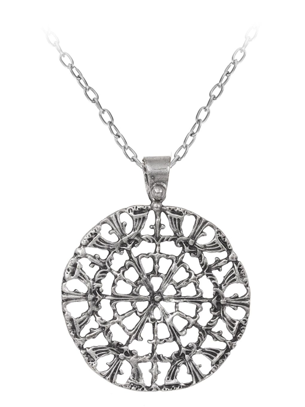 Gri Kadın Antik Gümüş Kaplama Gotik Simge Uçlu Kolye-1