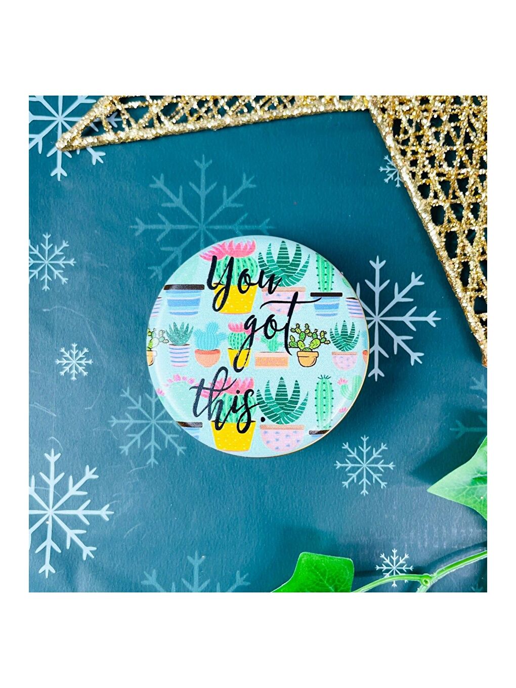 Karışık Kaktüs Motto Tasarımlı Kokulu Teneke Mum-1