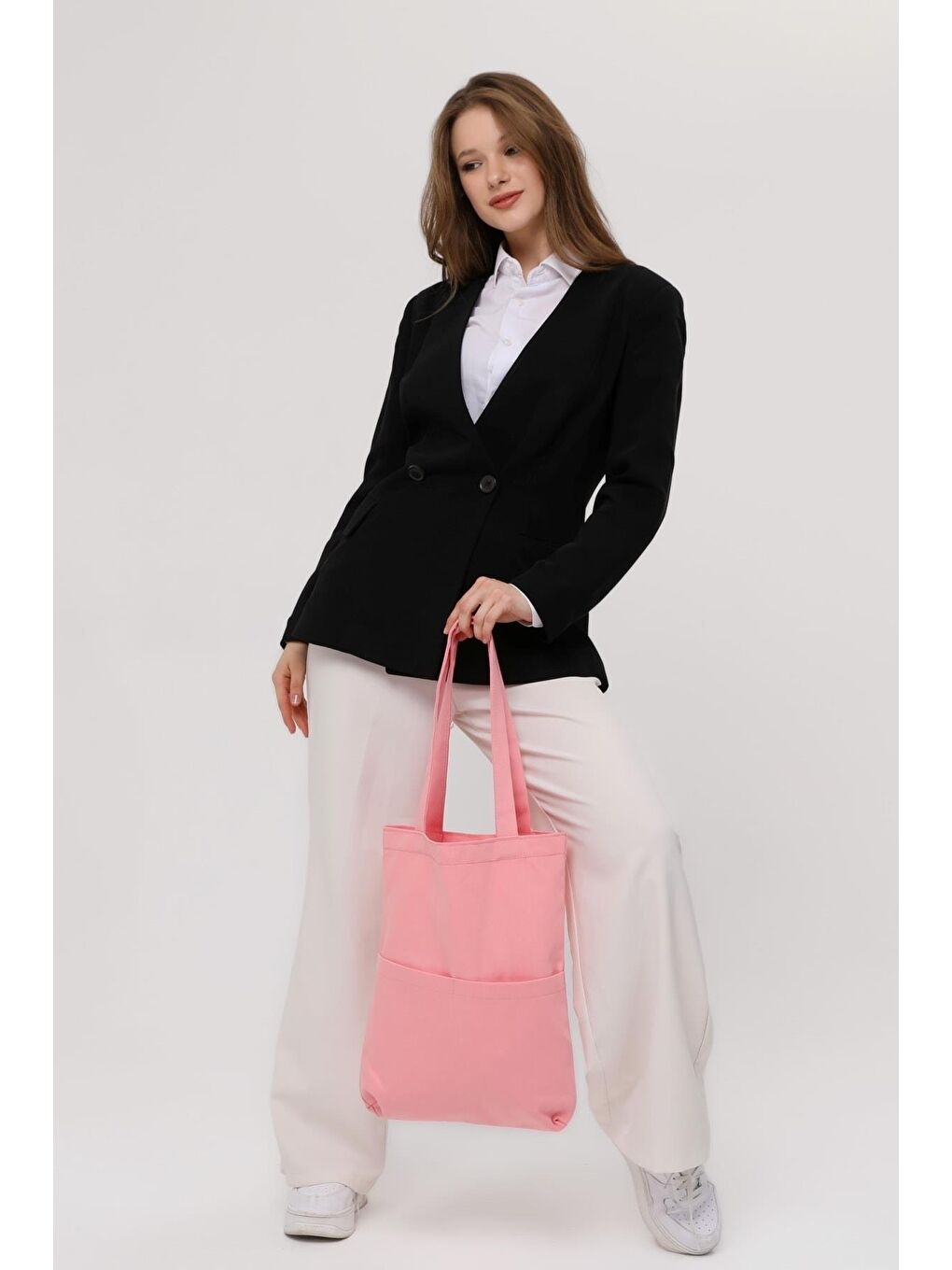 Bagg Pembe 3 Cepli Pembe Gabardin Çanta - 1