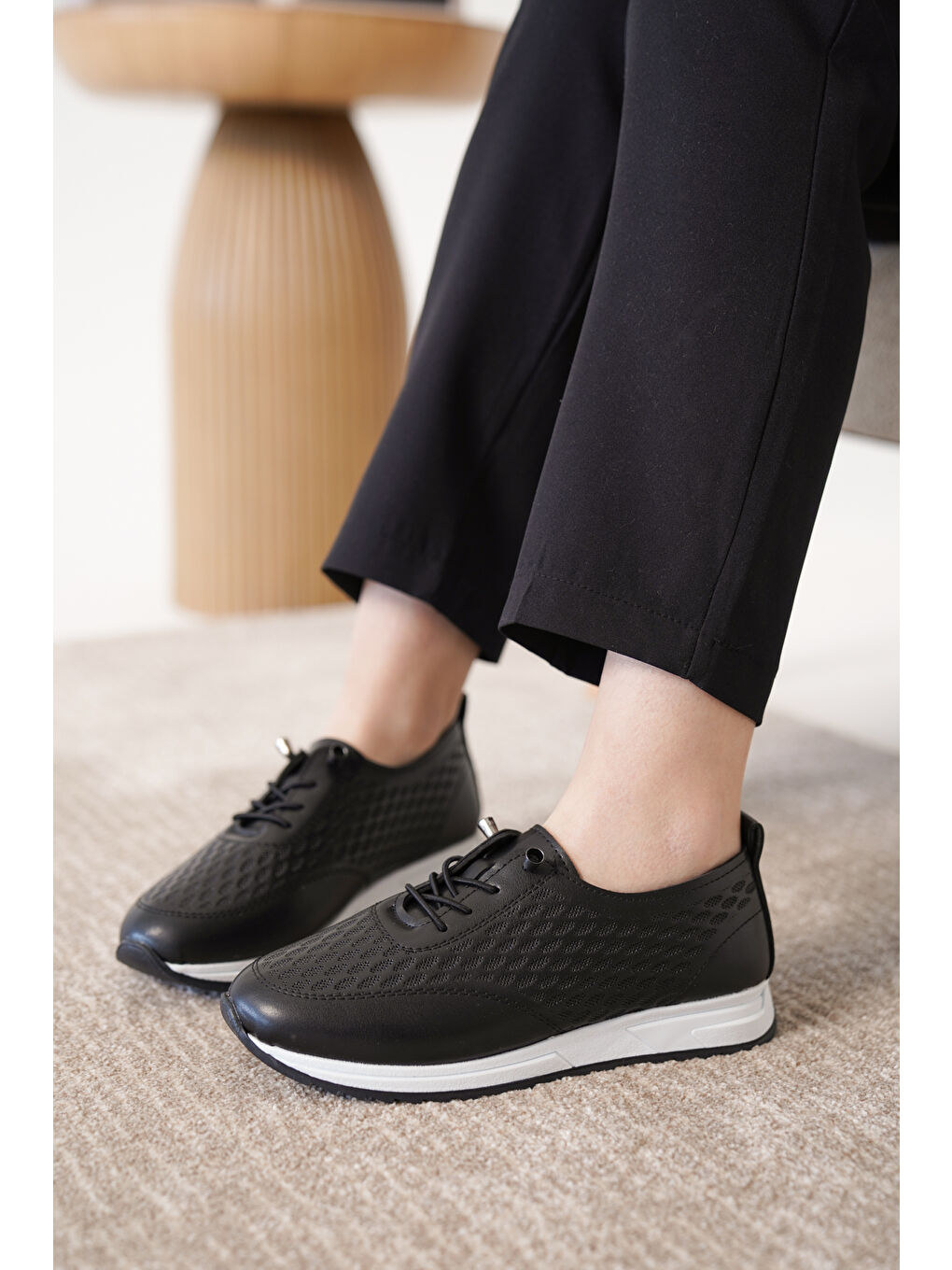 Siyah D0155 Günlük Ortopedik Kadın Sneaker Spor Ayakkabı