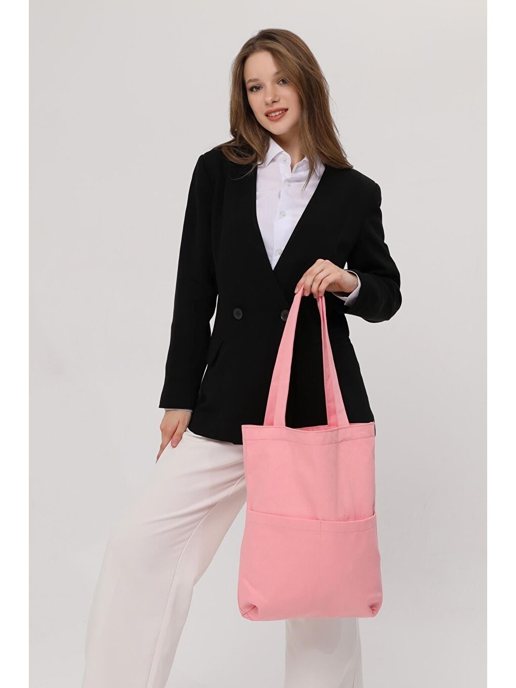 Bagg Pembe 3 Cepli Pembe Gabardin Çanta - 3