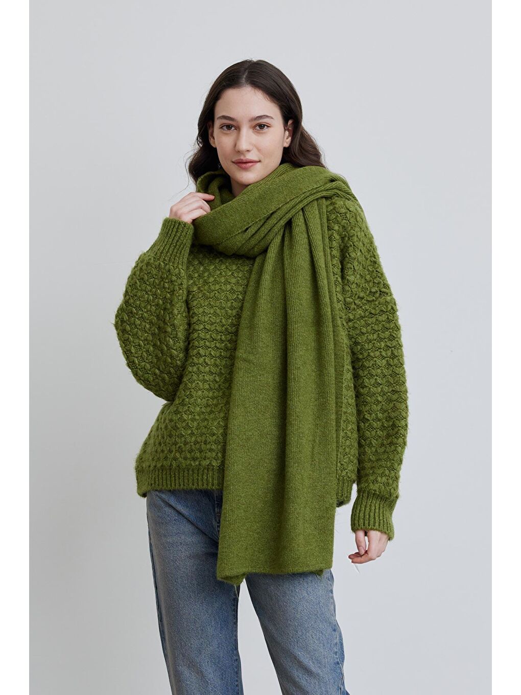 Cozy Yumuşak Dokulu Atkı Yeşil