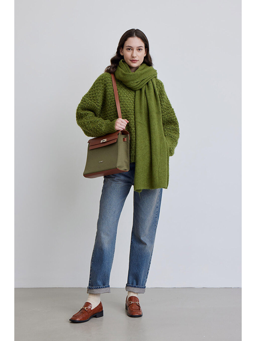 Cozy Yumuşak Dokulu Atkı Yeşil-1