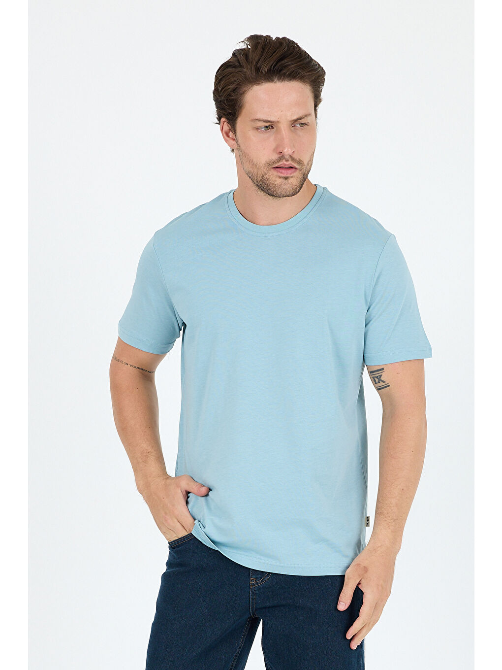 Mavi Bisiklet Yaka Penye Erkek %100 Pamuk Tişört-2