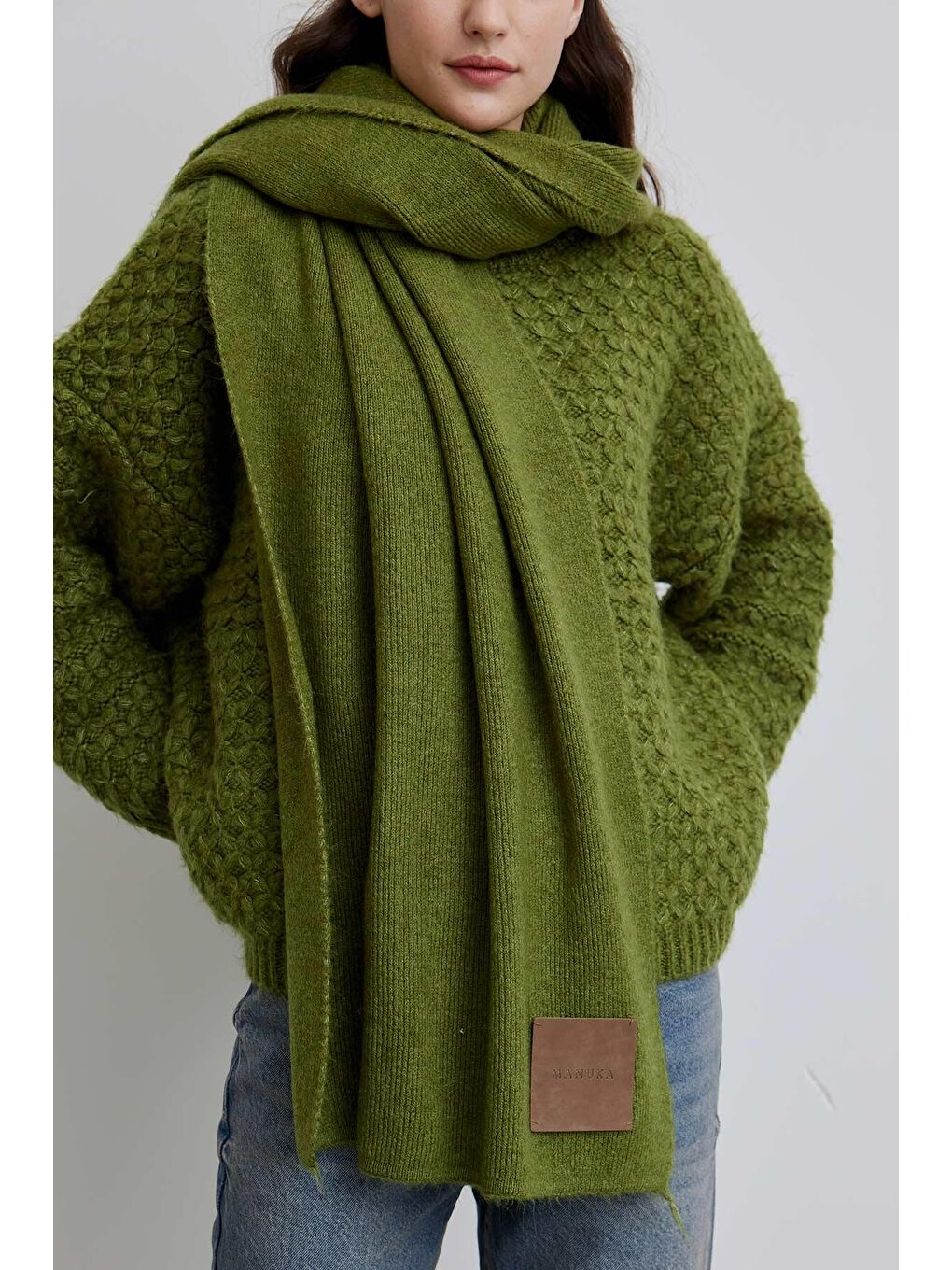 Cozy Yumuşak Dokulu Atkı Yeşil-2