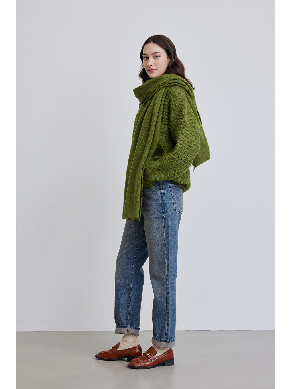 Cozy Yumuşak Dokulu Atkı Yeşil-3