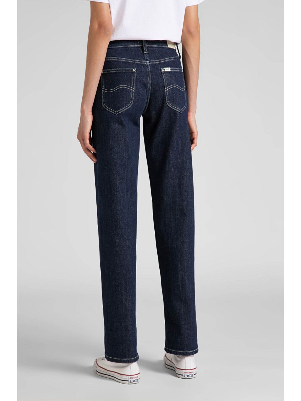 Lacivert Jane Cuffed Straight Fit Yüksek Bel Jean Jean Pantolon-4