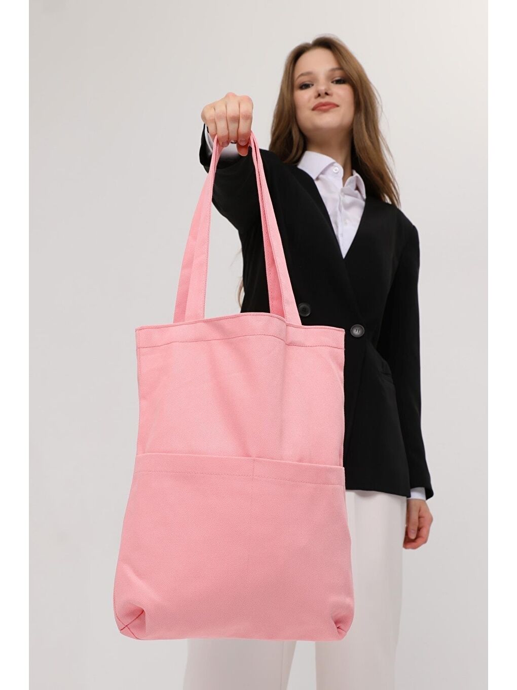 Bagg Pembe 3 Cepli Pembe Gabardin Çanta - 6