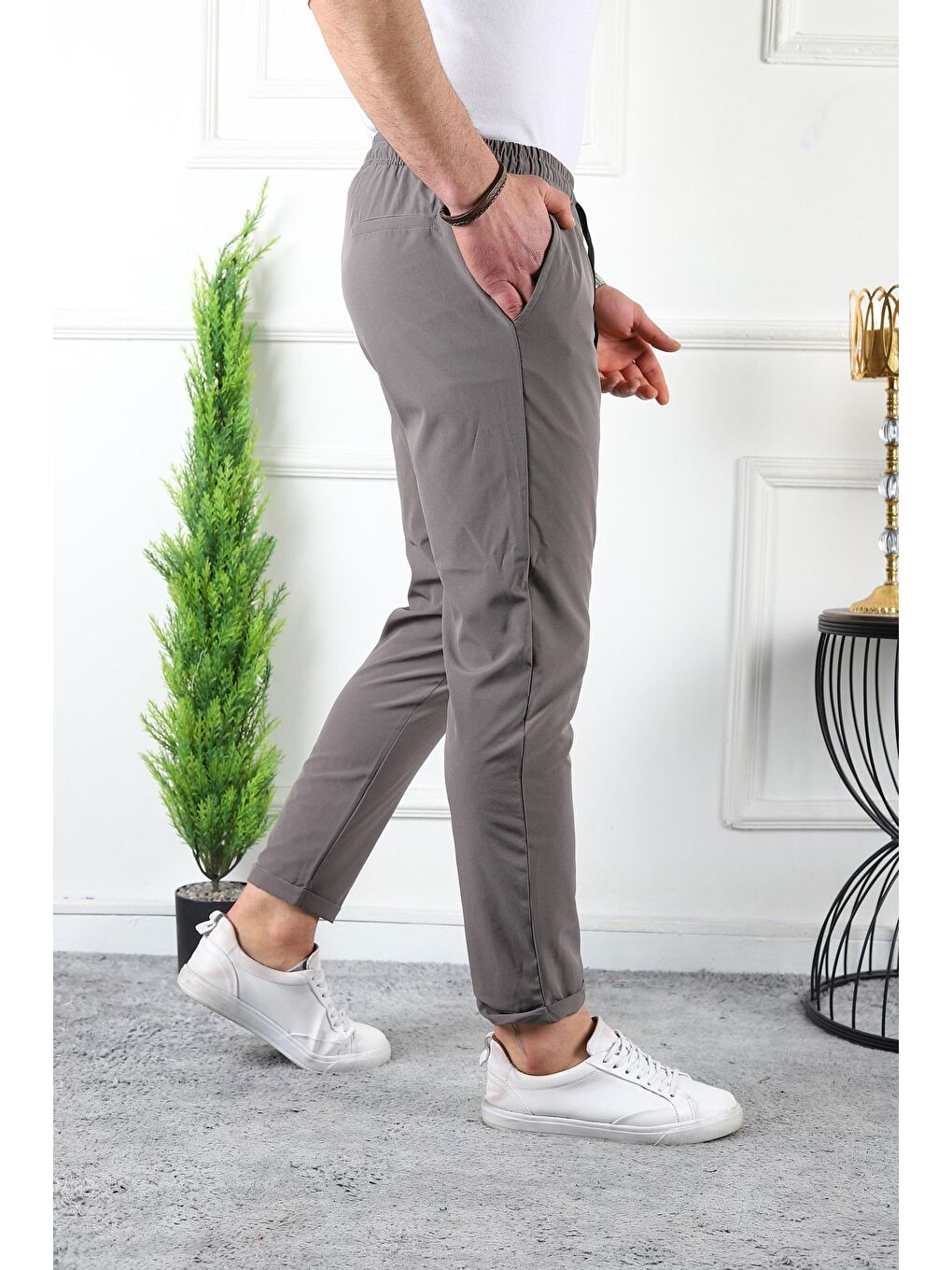 Bej Erkek Double Paça Spor Elastan Jogger-1