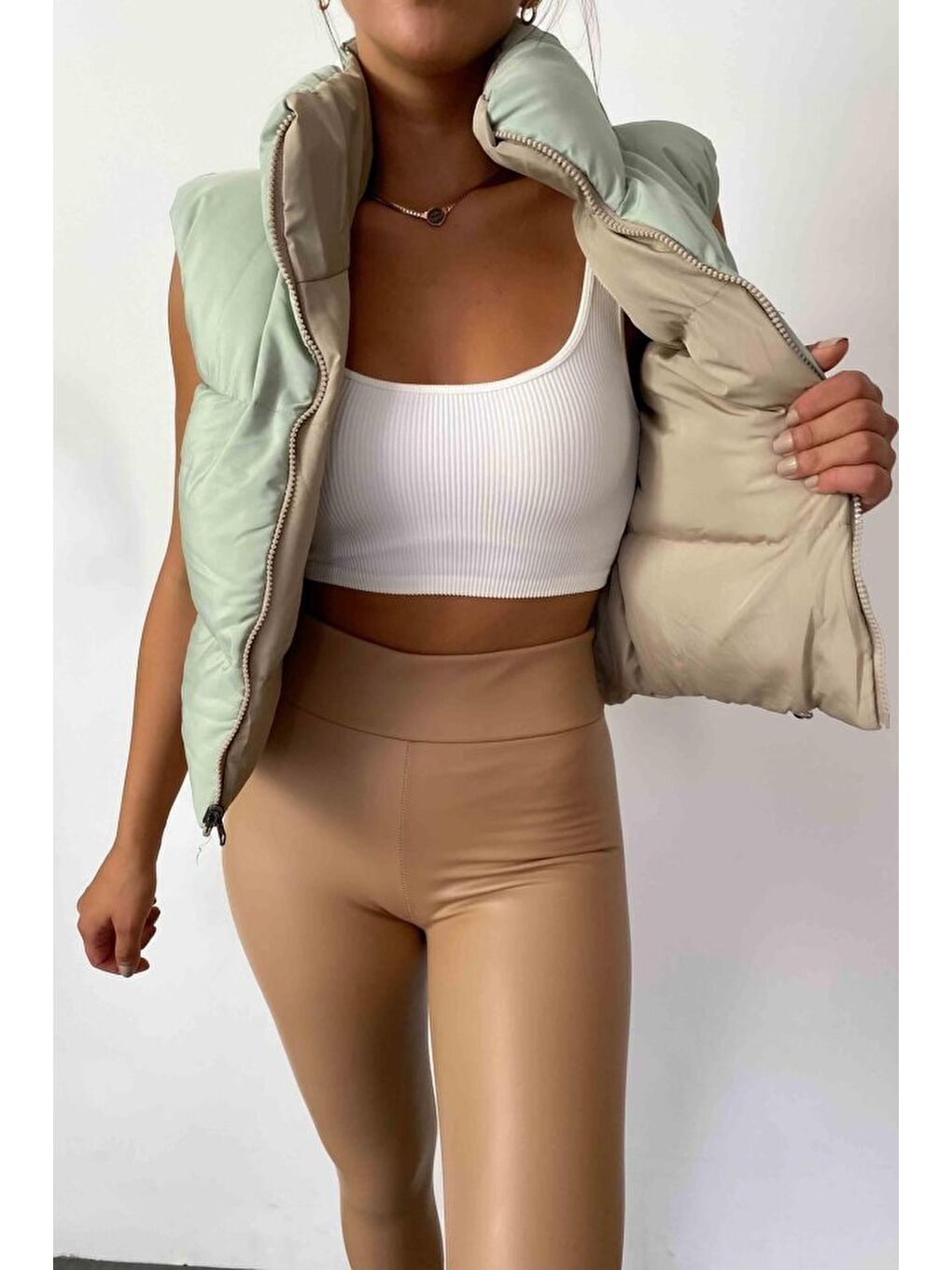 Kahverengi Kadın Yüksek Bel Içi şardonlu Fırsat ürün Toparlayıcı Tayt-1