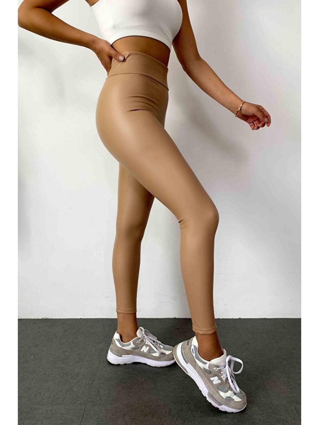 Kahverengi Kadın Yüksek Bel Içi şardonlu Fırsat ürün Toparlayıcı Tayt-2