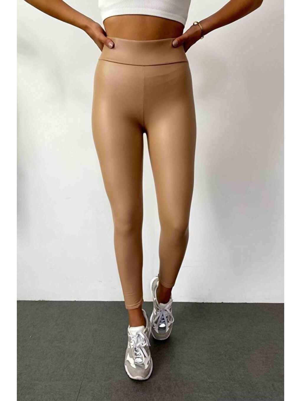 Kahverengi Kadın Yüksek Bel Içi şardonlu Fırsat ürün Toparlayıcı Tayt-3