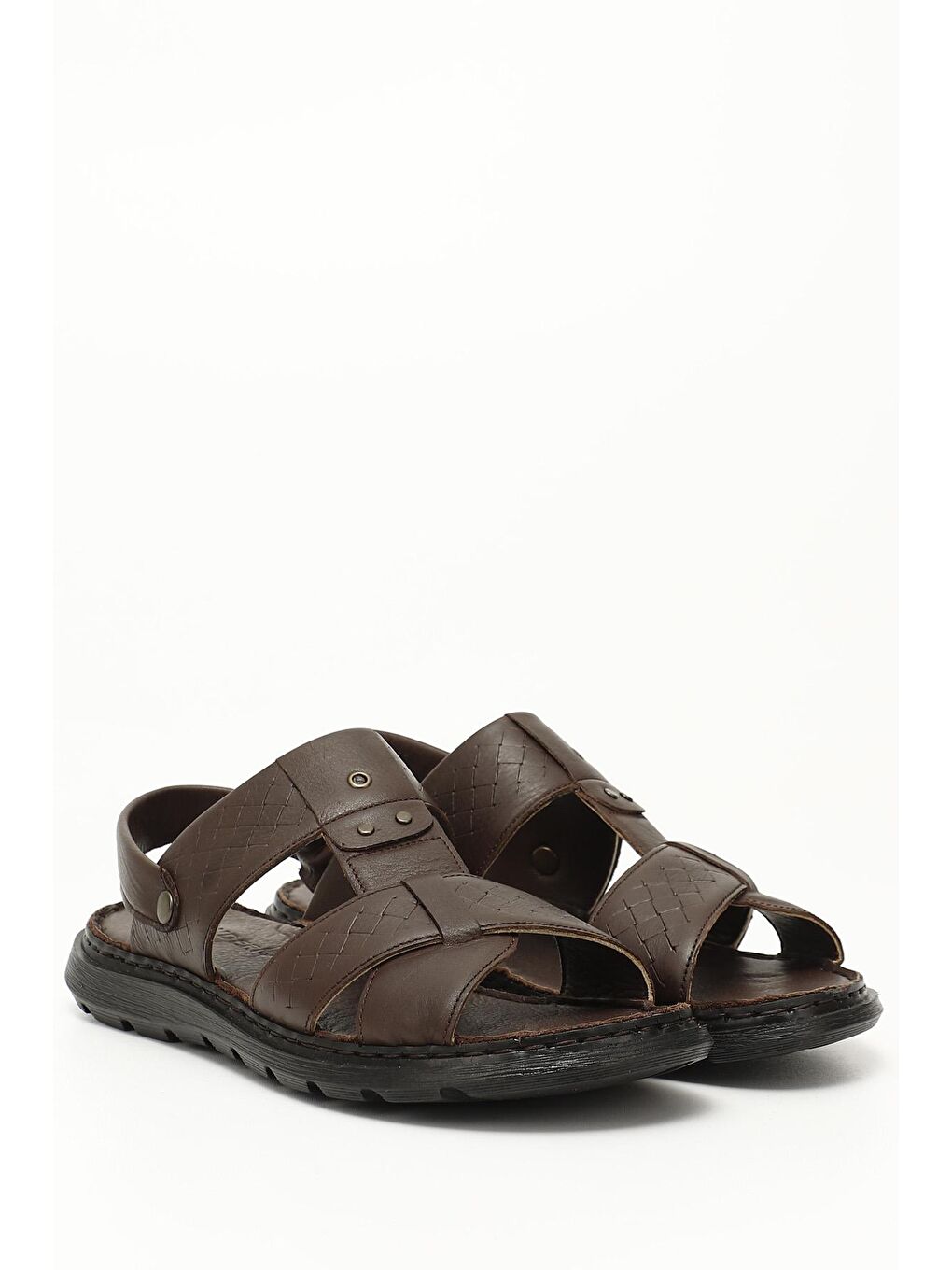 Kahverengi Tütün Kahve Hakiki Deri Erkek Sandalet 42811-1