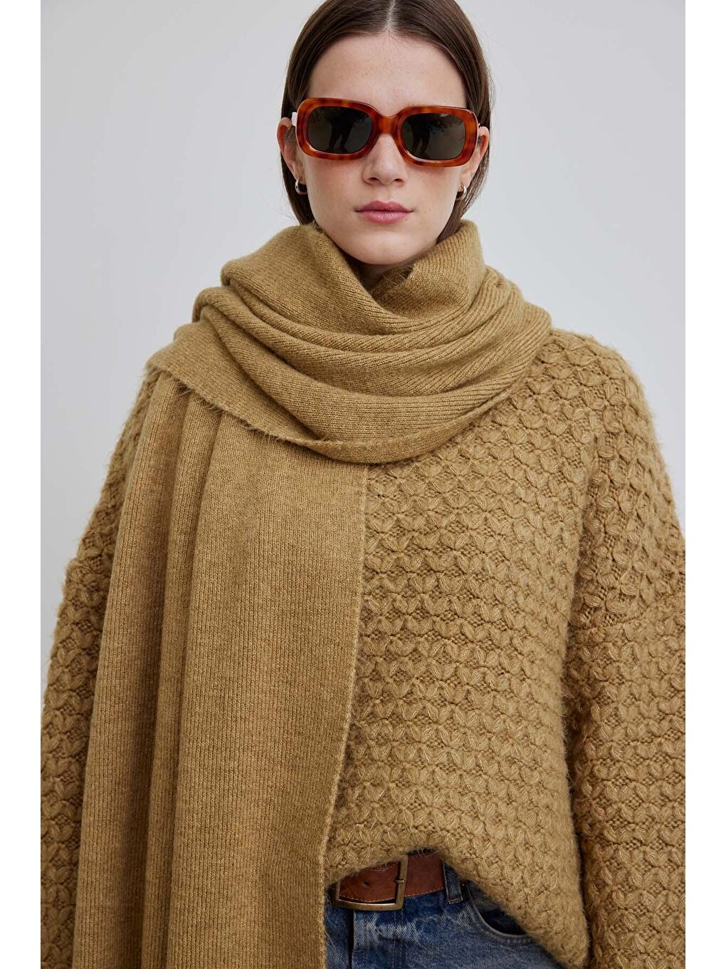 Cozy Yumuşak Dokulu Atkı Sarı-2