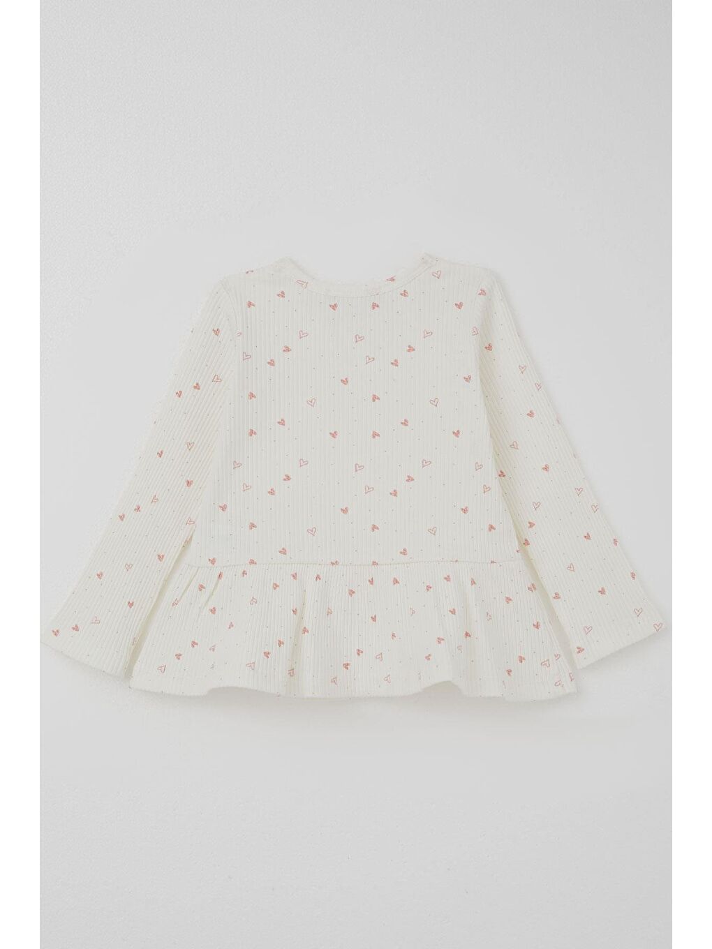Kız Çocuk Taytlı Takım Kalp Desenli Paça Kısmı Fırfır Detaylı Ekru (3-7 Yaş)-3