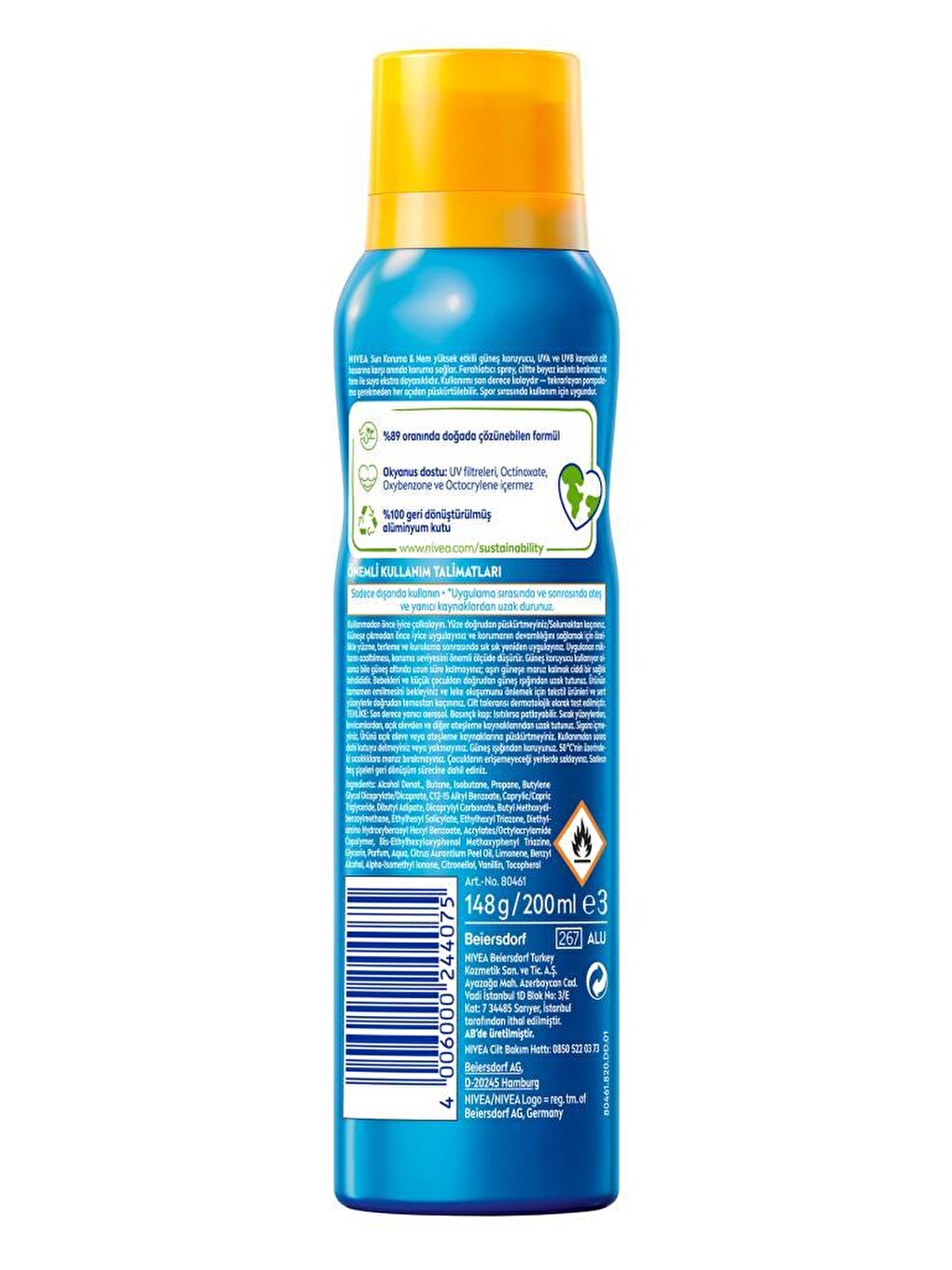 Sun Spf50 Güneş Koruyucu Ve Ferahlatıcı Vücut Spreyi 200ml,tere Ve Suya Dayanıklı,hızlı Emilir-1