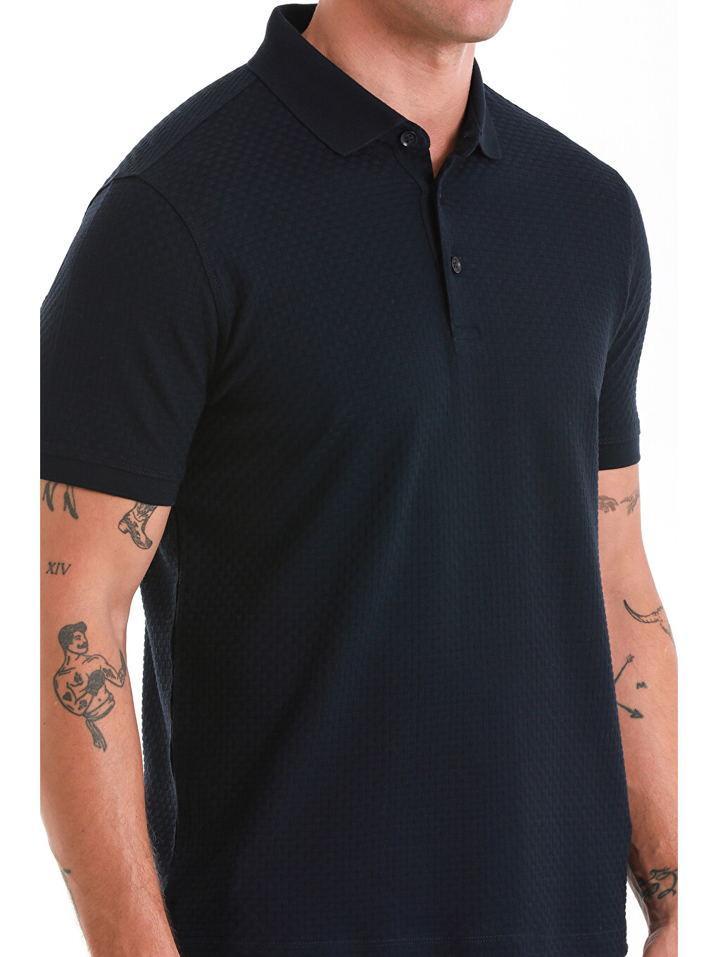 Lacivert Regular Fit Düz Merserize Polo Yaka 100% Pamuk Tişört-4