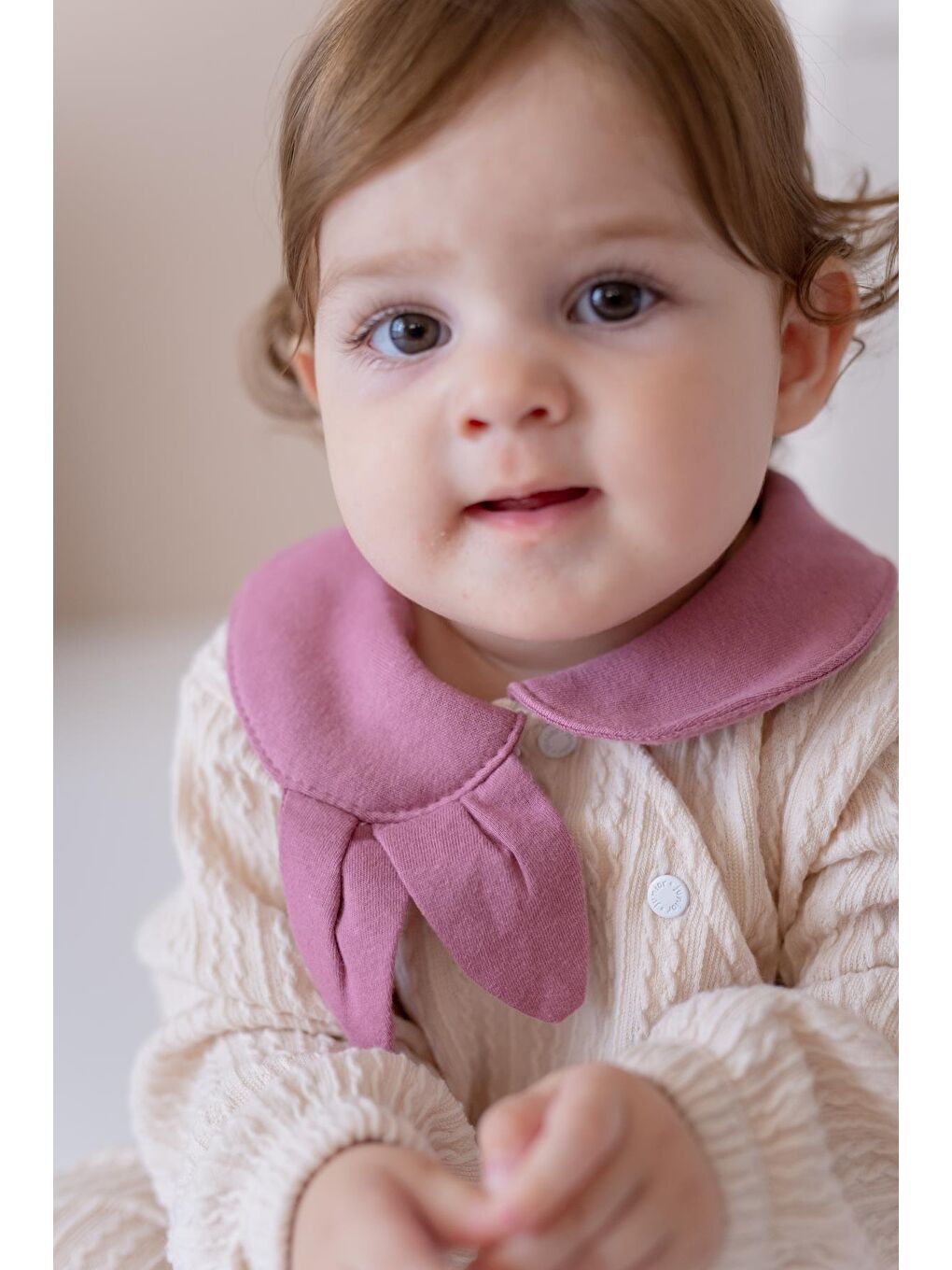 Kız Bebek Bebe Yaka Örme Tulum - Pembe-1