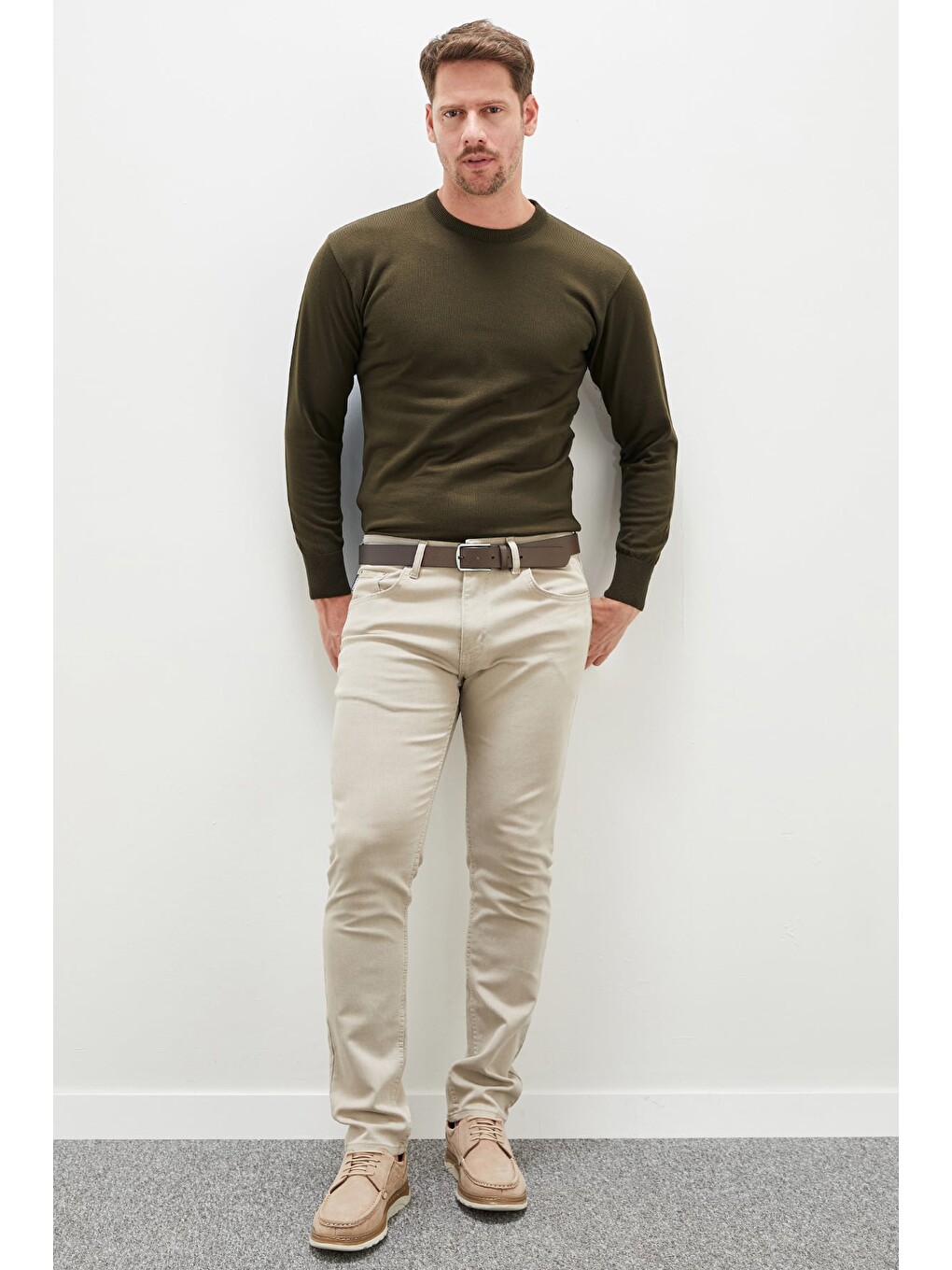 Haki Basic Bisiklet Yaka Regular Fit Triko Kazak-2