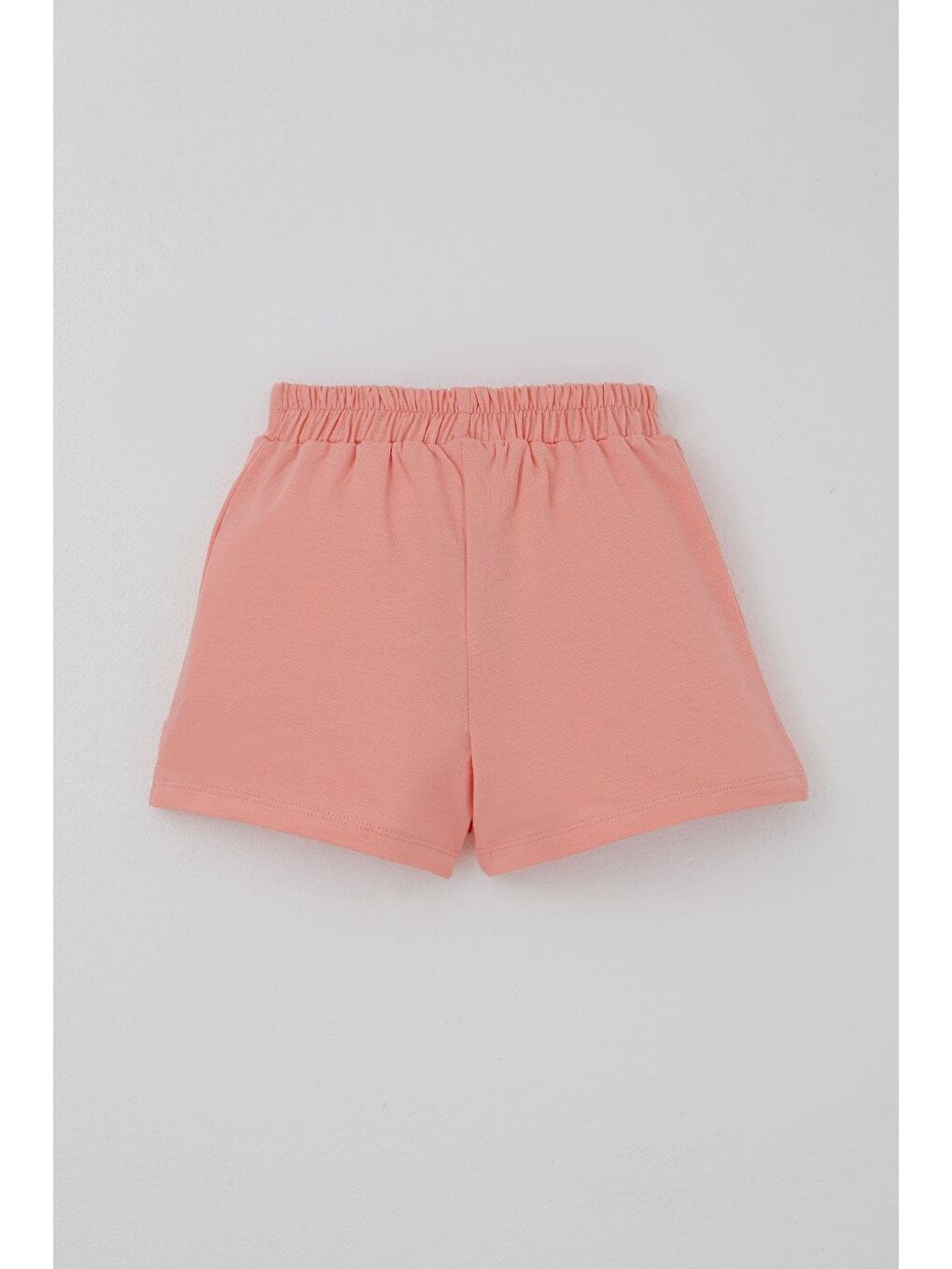 Pembe Kız Çocuk Şort Etek Fiyonk Aksesuarlı Fırfırlı Somon (3-8 Yaş)-1