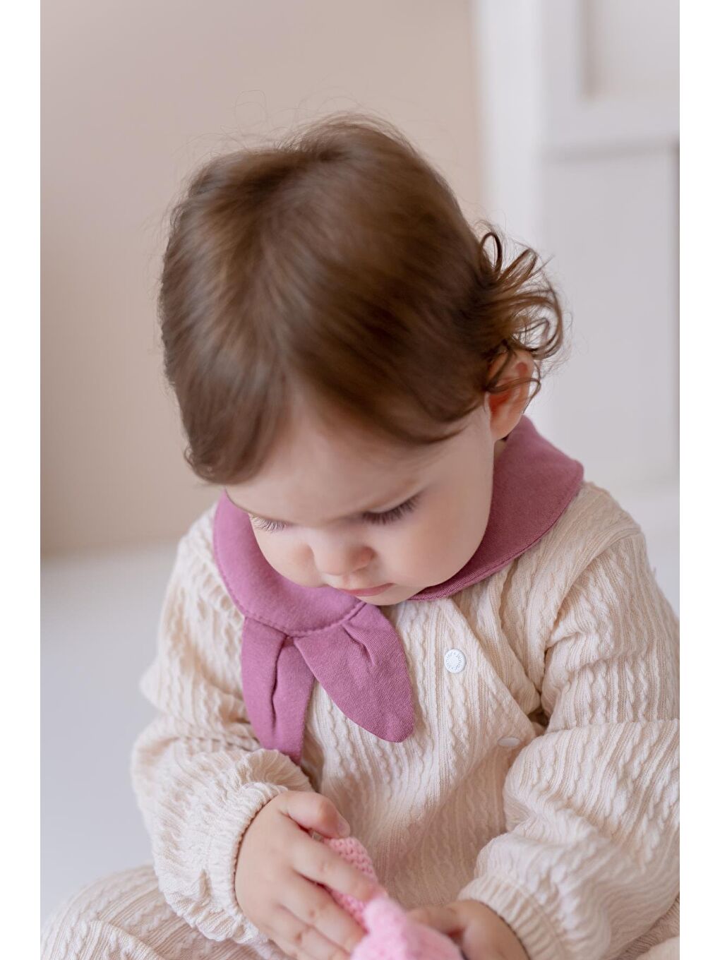 Kız Bebek Bebe Yaka Örme Tulum - Pembe-2