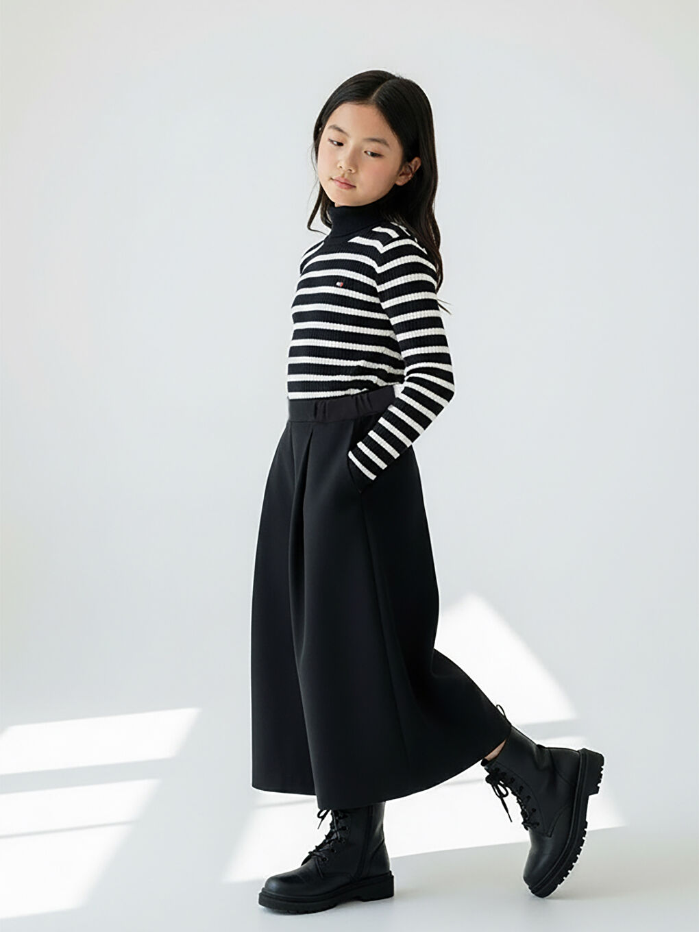 Kız Çocuk Siyah Keten Kali Pantolon-3