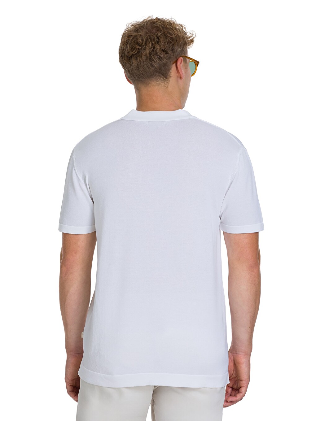 Beyaz Regular Fit Polo Yaka Rayon Tişört-4