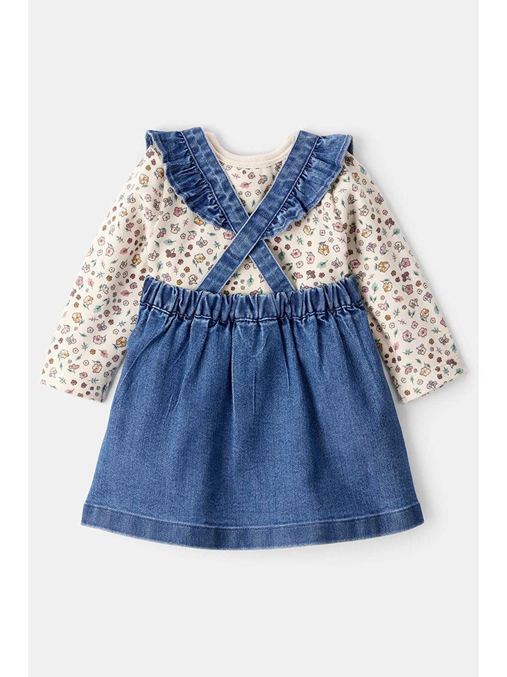 Kız Bebek Mavi Salopet Set-1