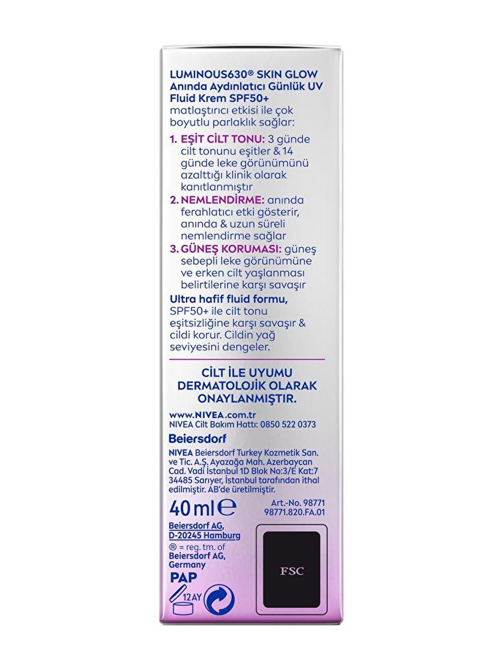 Spf50+ Luminous630 Skin Glow Aydınlatıcı Yüz Güneş Kremi 40ml, Nemlendirici, Niasinamid, Thiamidol-2