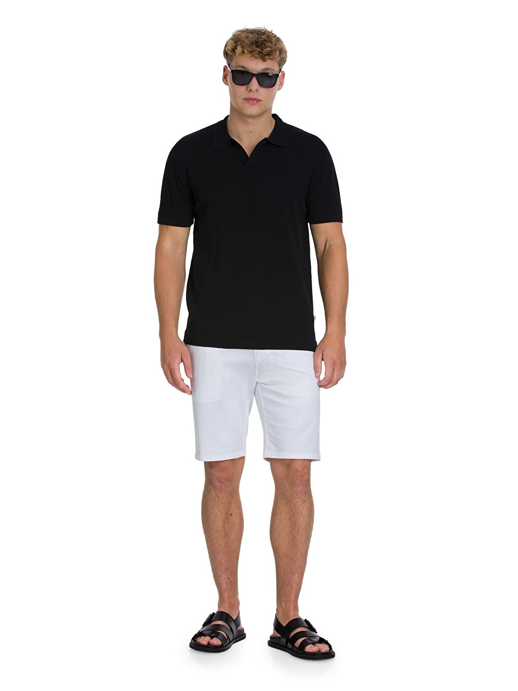Siyah Regular Fit Polo Yaka Rayon Tişört-1