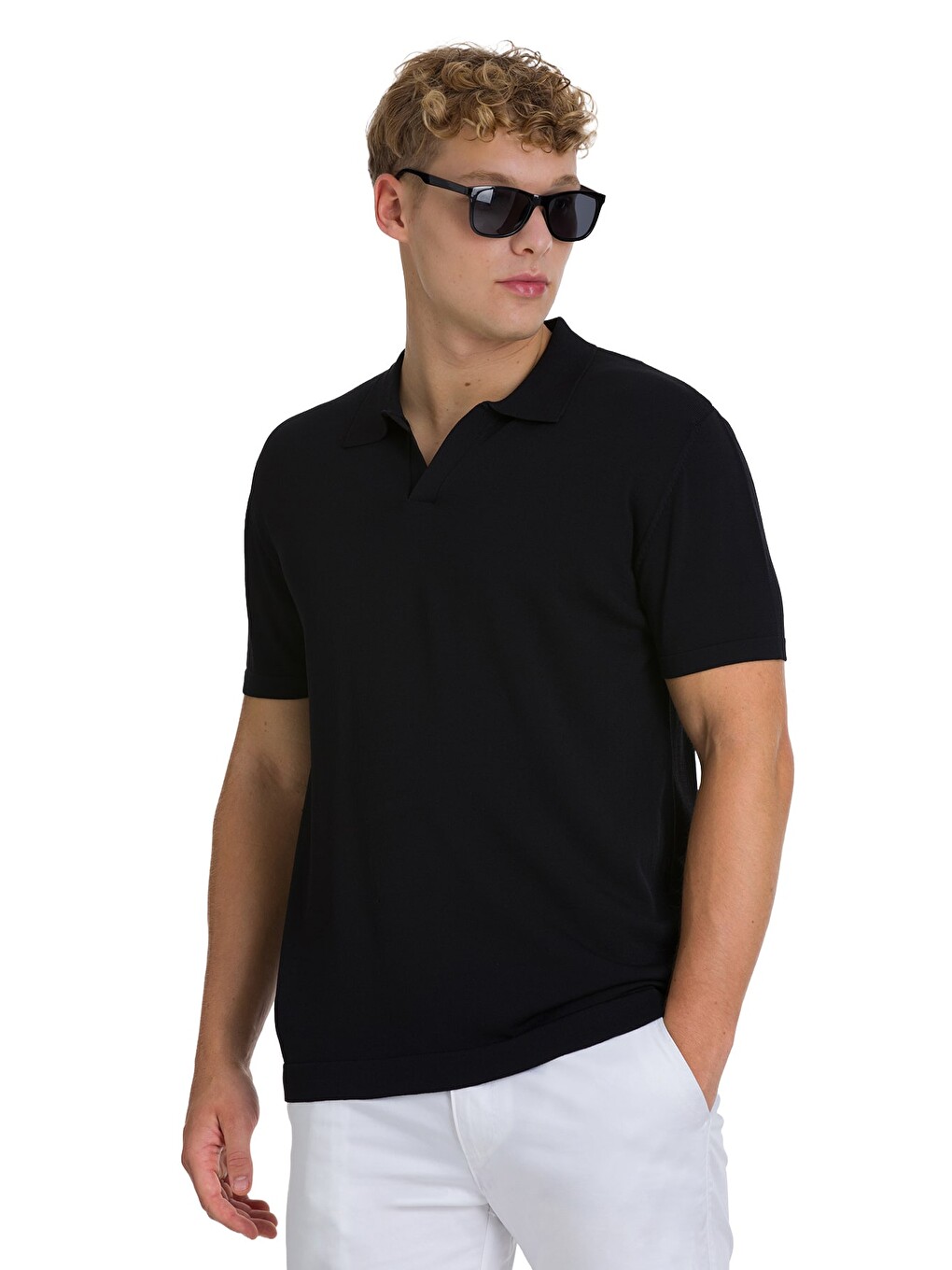 Siyah Regular Fit Polo Yaka Rayon Tişört-2