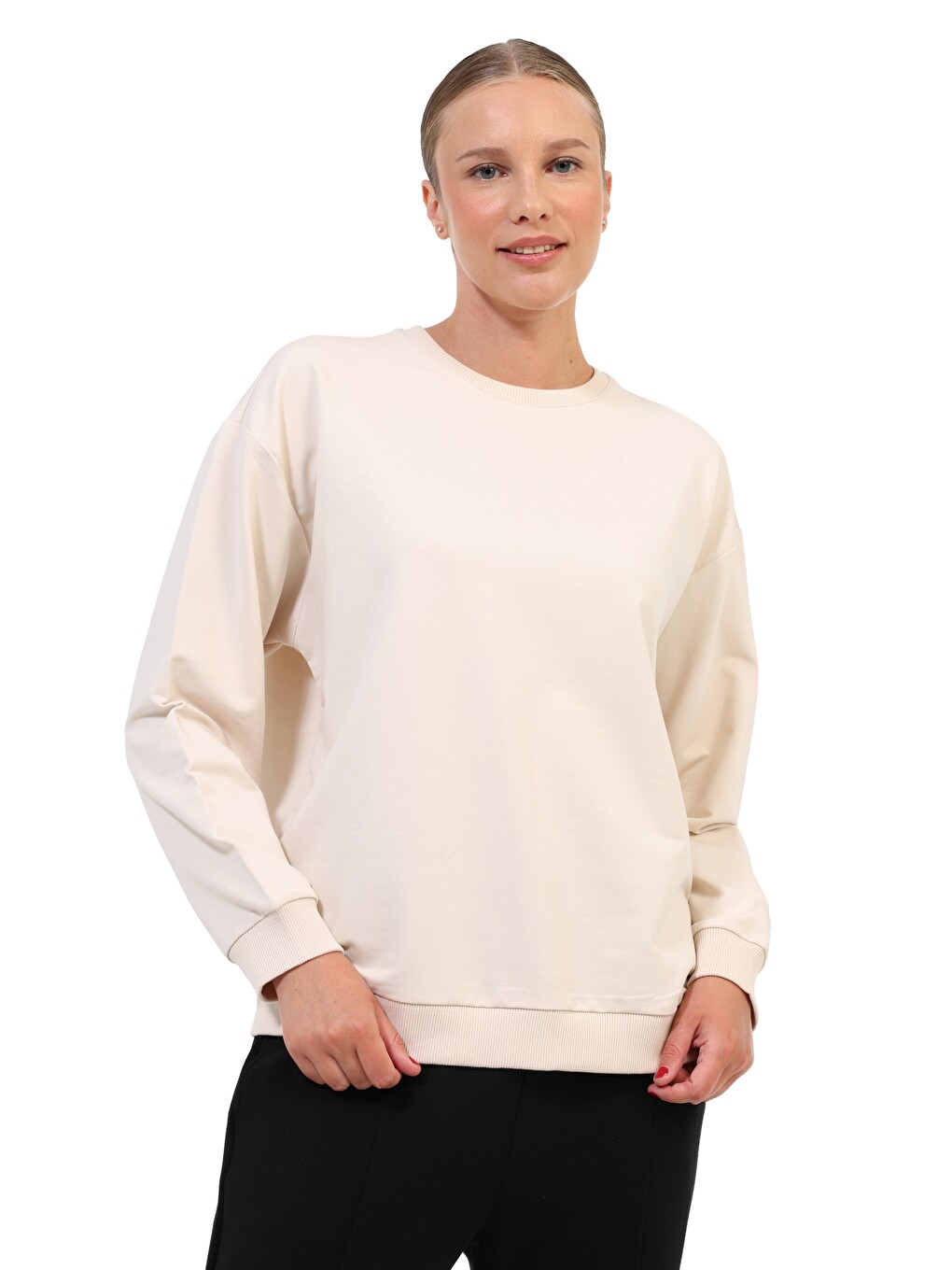 Gri Sweatshirt Kadın Taş Rengi Wb 16sn79